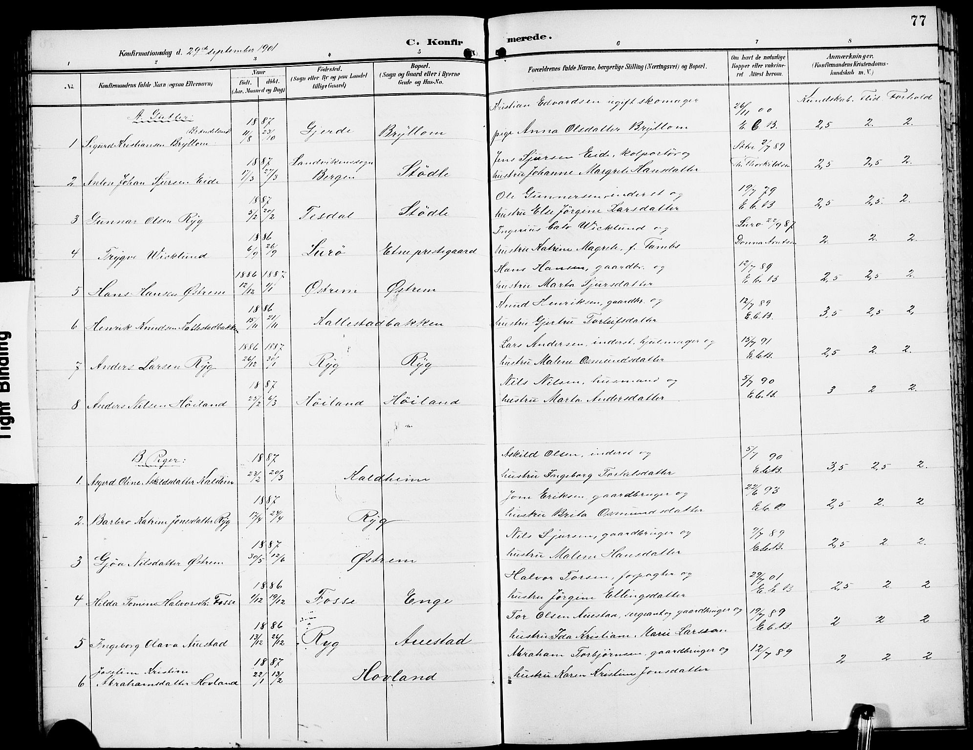 Etne sokneprestembete, SAB/A-75001/H/Hab: Parish register (copy) no. A 6, 1897-1924, p. 77