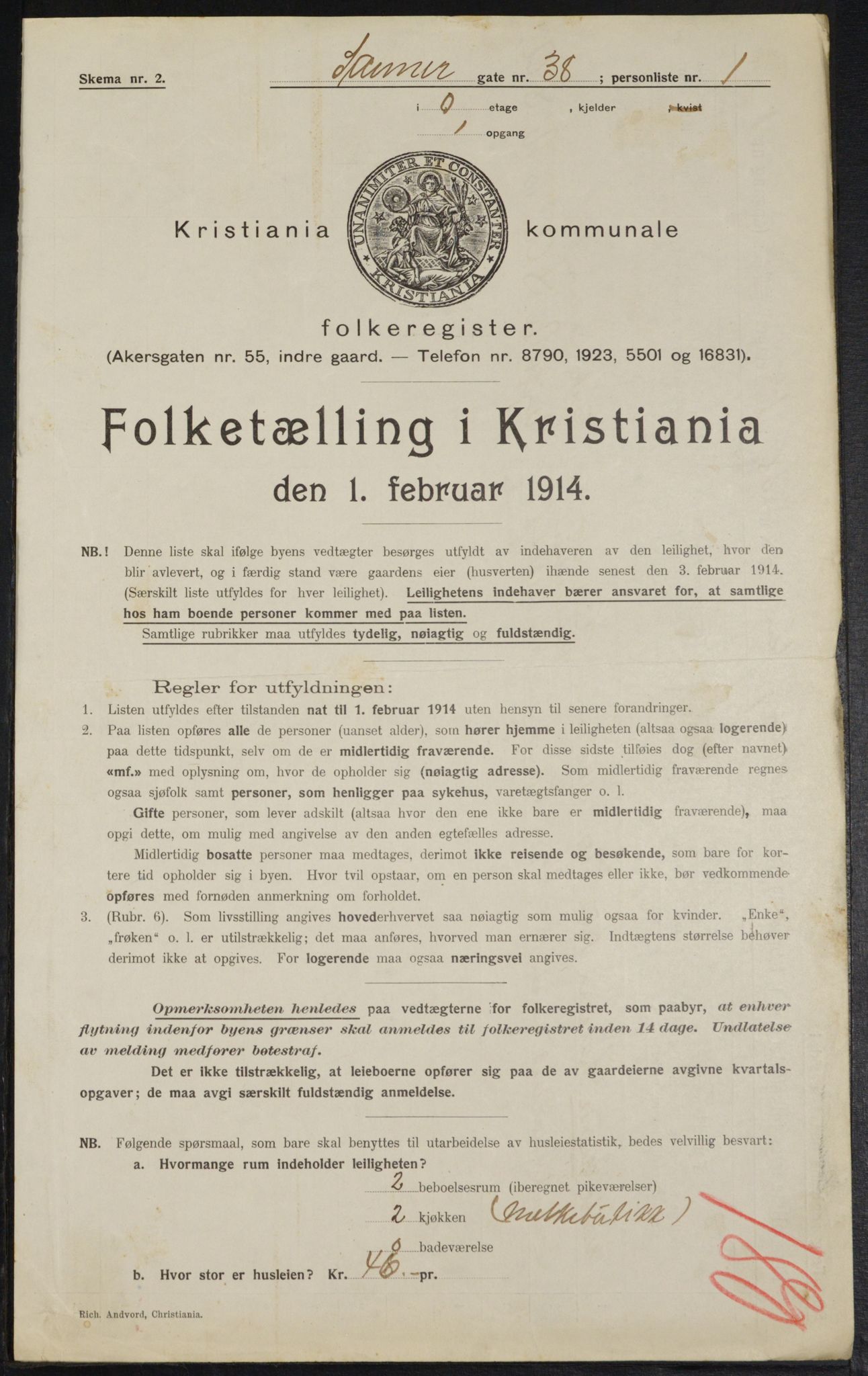 OBA, Municipal Census 1914 for Kristiania, 1914, p. 88921