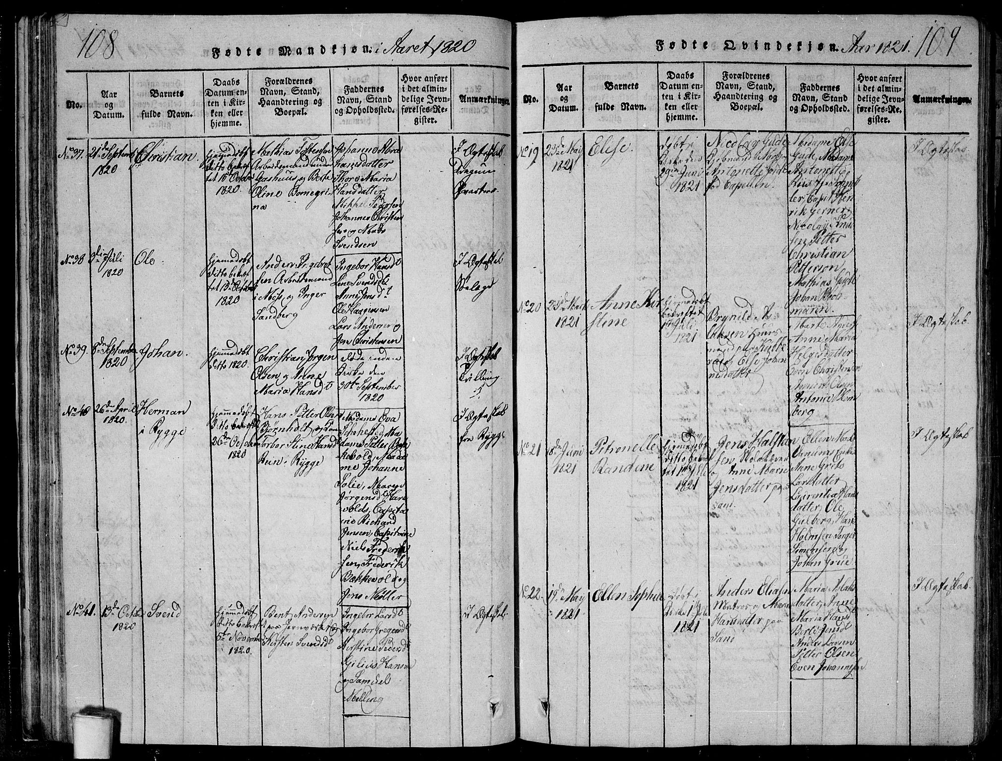 Moss prestekontor Kirkebøker, SAO/A-2003/F/Fa/L0005: Parish register (official) no. I 5, 1814-1828, p. 108-109