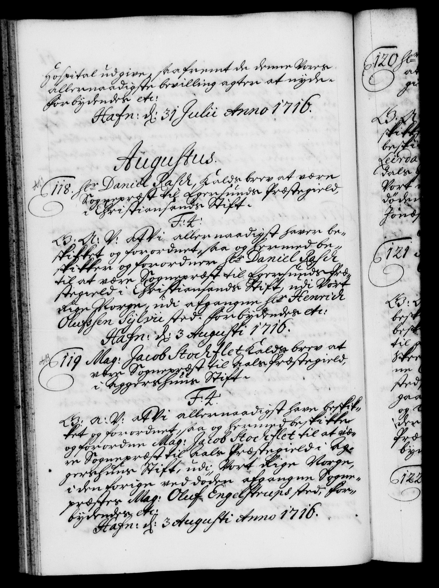 Danske Kanselli 1572-1799, RA/EA-3023/F/Fc/Fca/Fcaa/L0022: Norske registre, 1716-1719, p. 61b
