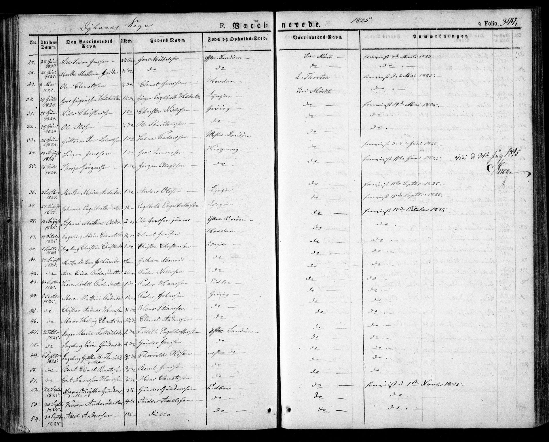 Dypvåg sokneprestkontor, SAK/1111-0007/F/Fa/Faa/L0004: Parish register (official) no. A 4, 1824-1840, p. 344