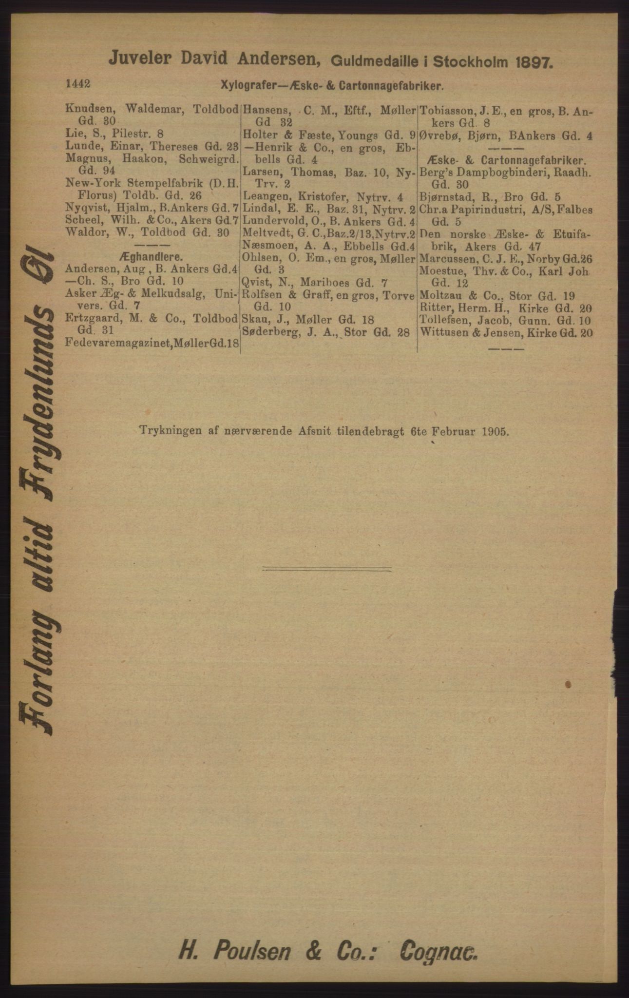 Kristiania/Oslo adressebok, PUBL/-, 1905, p. 1442