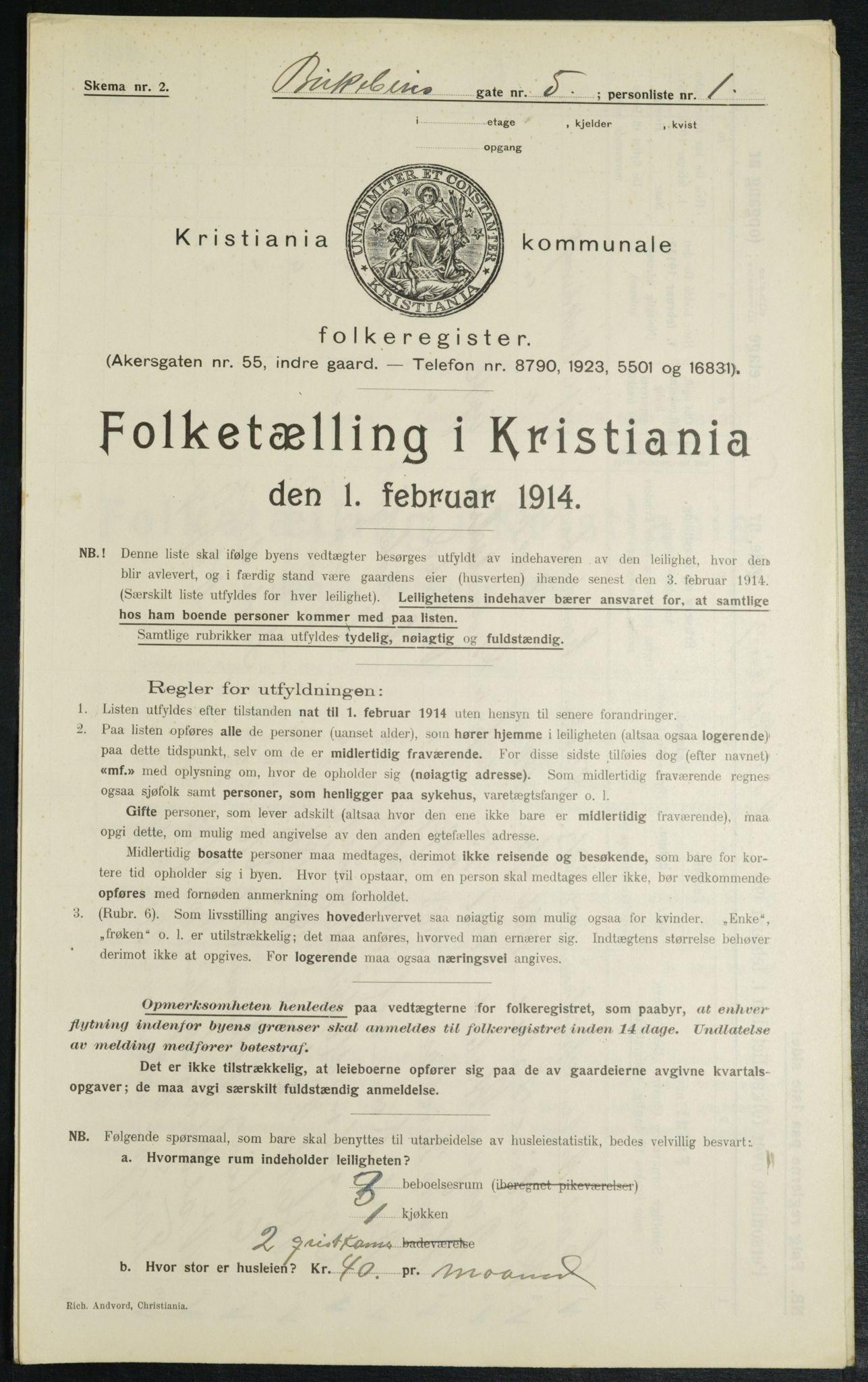 OBA, Municipal Census 1914 for Kristiania, 1914, p. 4938