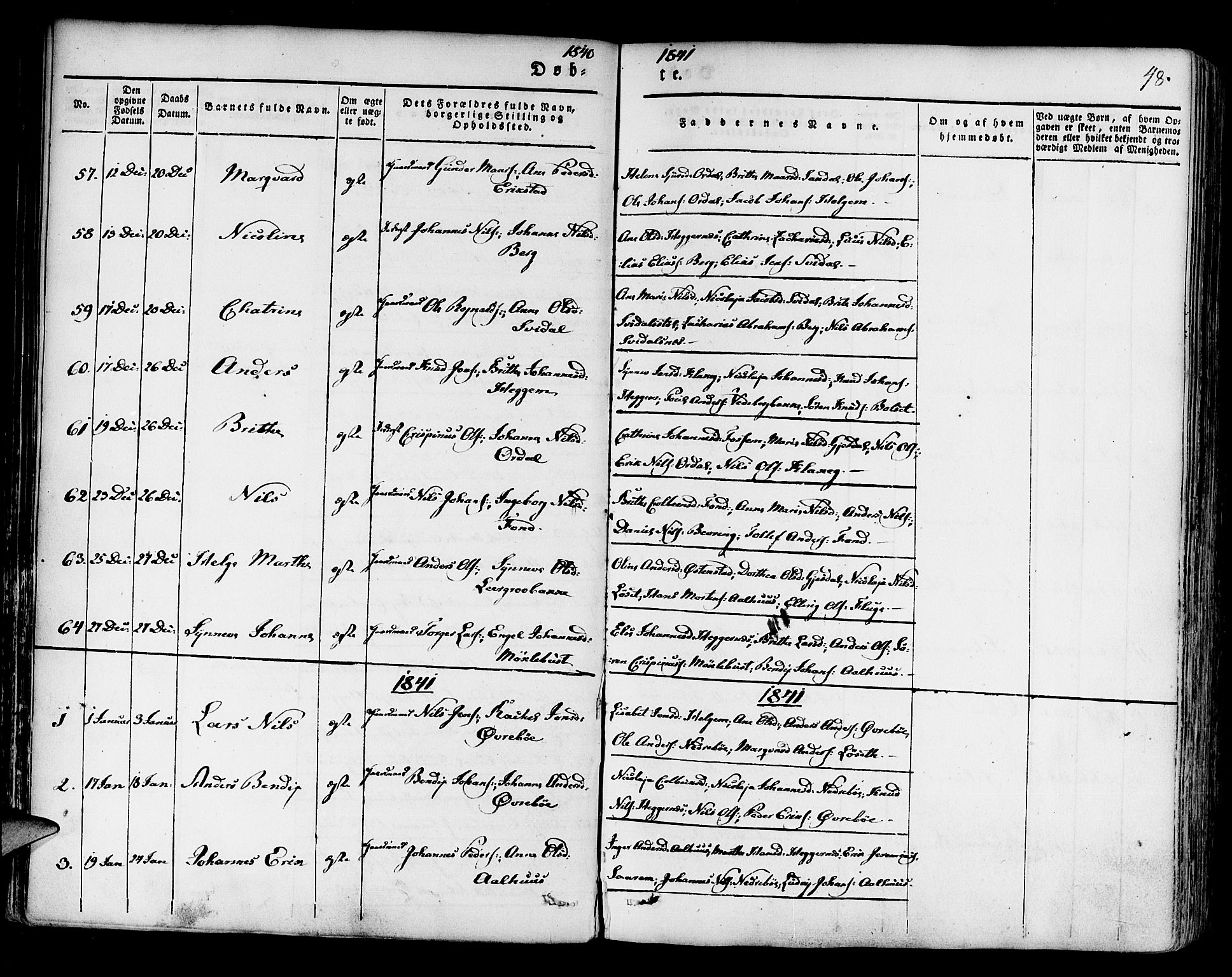 Jølster sokneprestembete, SAB/A-80701/H/Haa/Haaa/L0009: Parish register (official) no. A 9, 1833-1848, p. 48