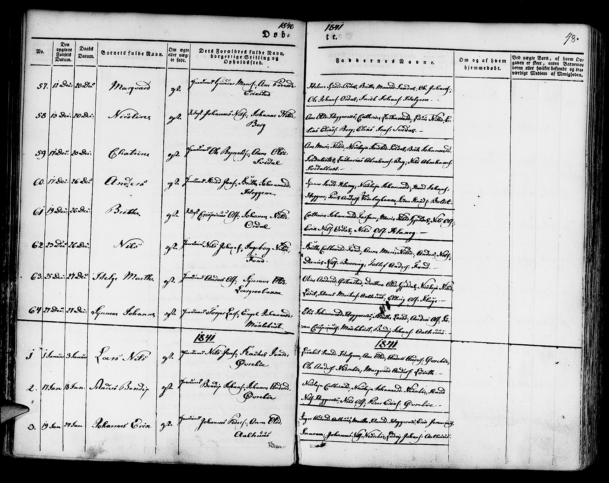 Jølster sokneprestembete, AV/SAB-A-80701/H/Haa/Haaa/L0009: Parish register (official) no. A 9, 1833-1848, p. 48