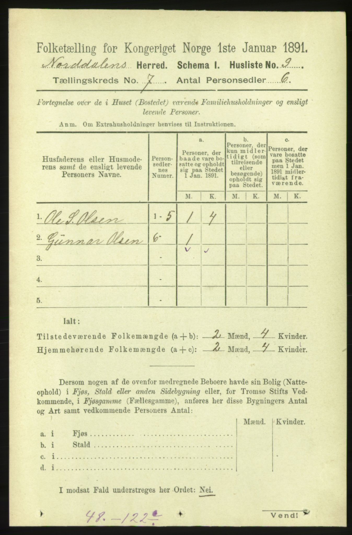 RA, 1891 census for 1524 Norddal, 1891, p. 1283