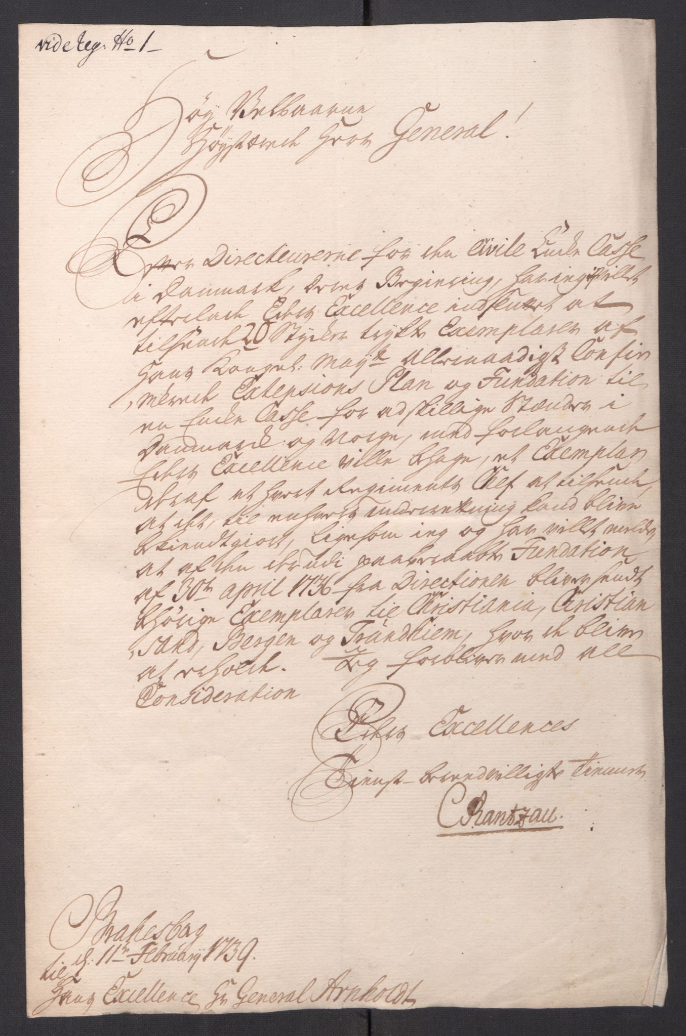 Kommanderende general (KG I) med Det norske krigsdirektorium, AV/RA-EA-5419/D/L0061: Stattholderens, stiftamtmenns og amtmenns brev, 1731-1740, p. 273