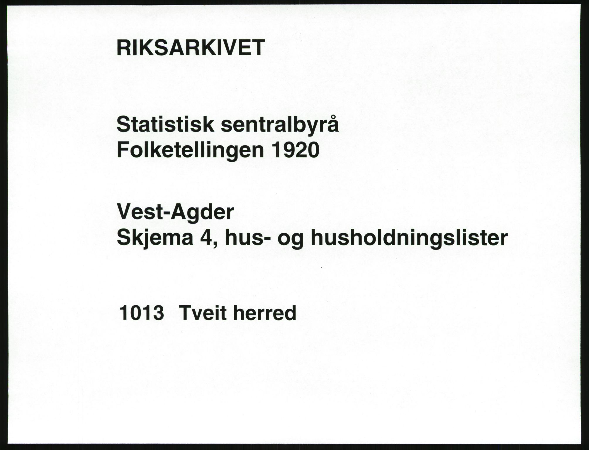 SAK, 1920 census for Tveit, 1920, p. 40