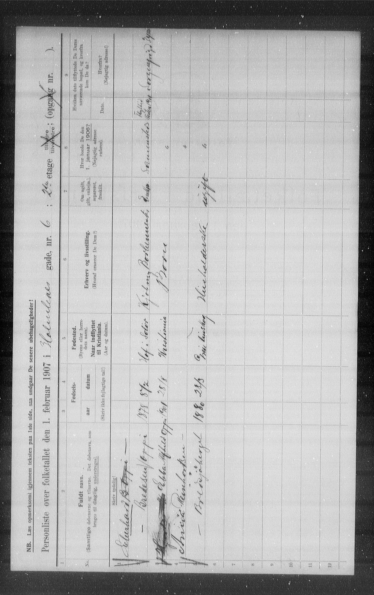 OBA, Municipal Census 1907 for Kristiania, 1907, p. 20962