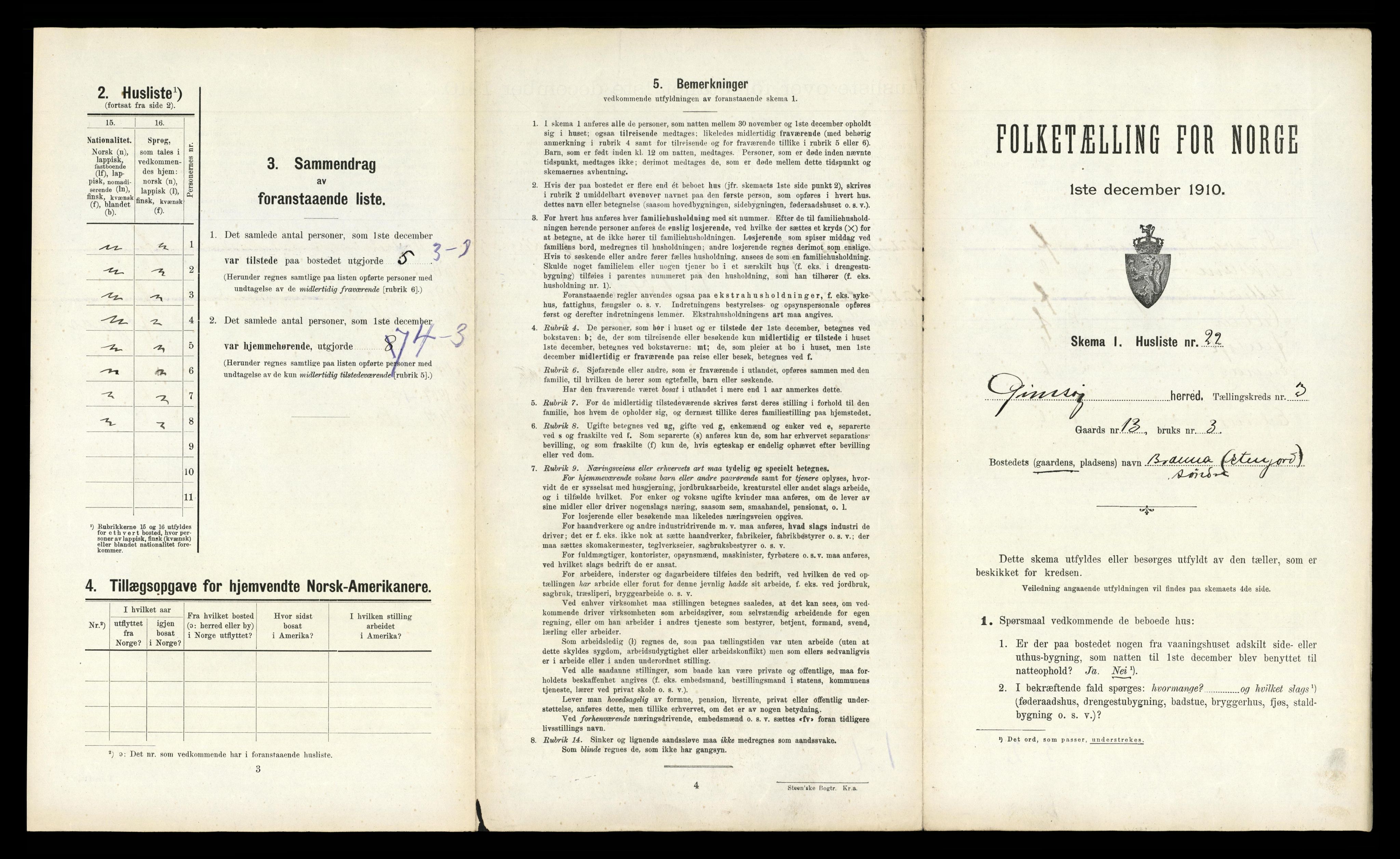 RA, 1910 census for Gimsøy, 1910, p. 267