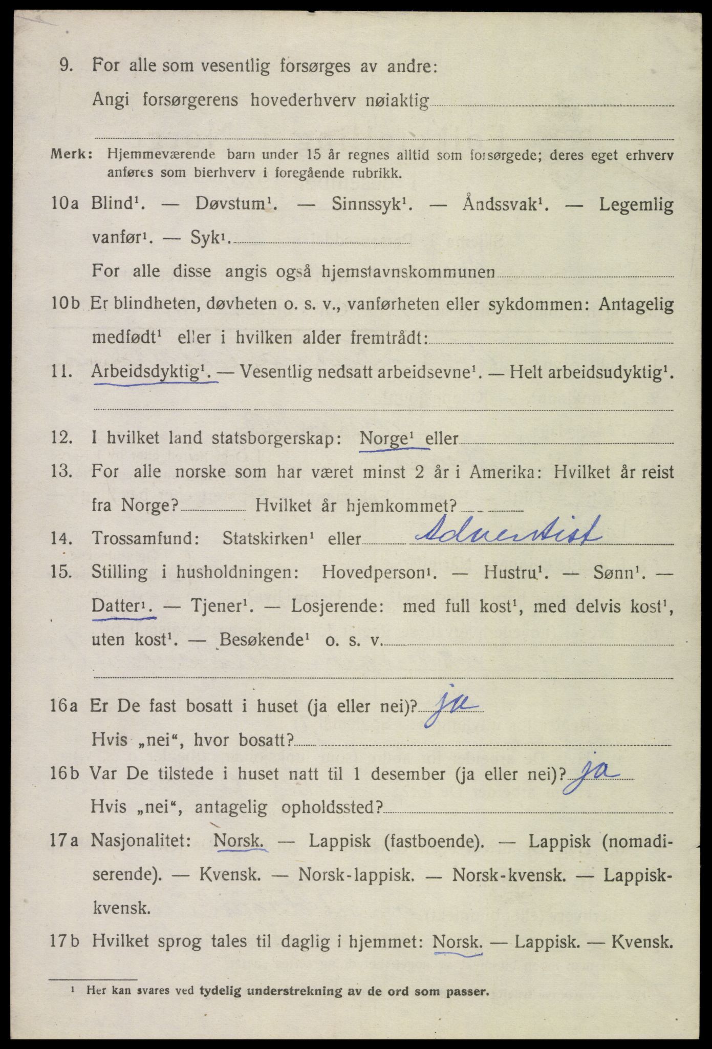 SAT, 1920 census for Øksnes, 1920, p. 4847