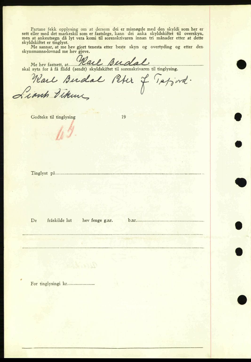 Nordre Sunnmøre sorenskriveri, SAT/A-0006/1/2/2C/2Ca: Mortgage book no. A20a, 1945-1945, Diary no: : 684/1945