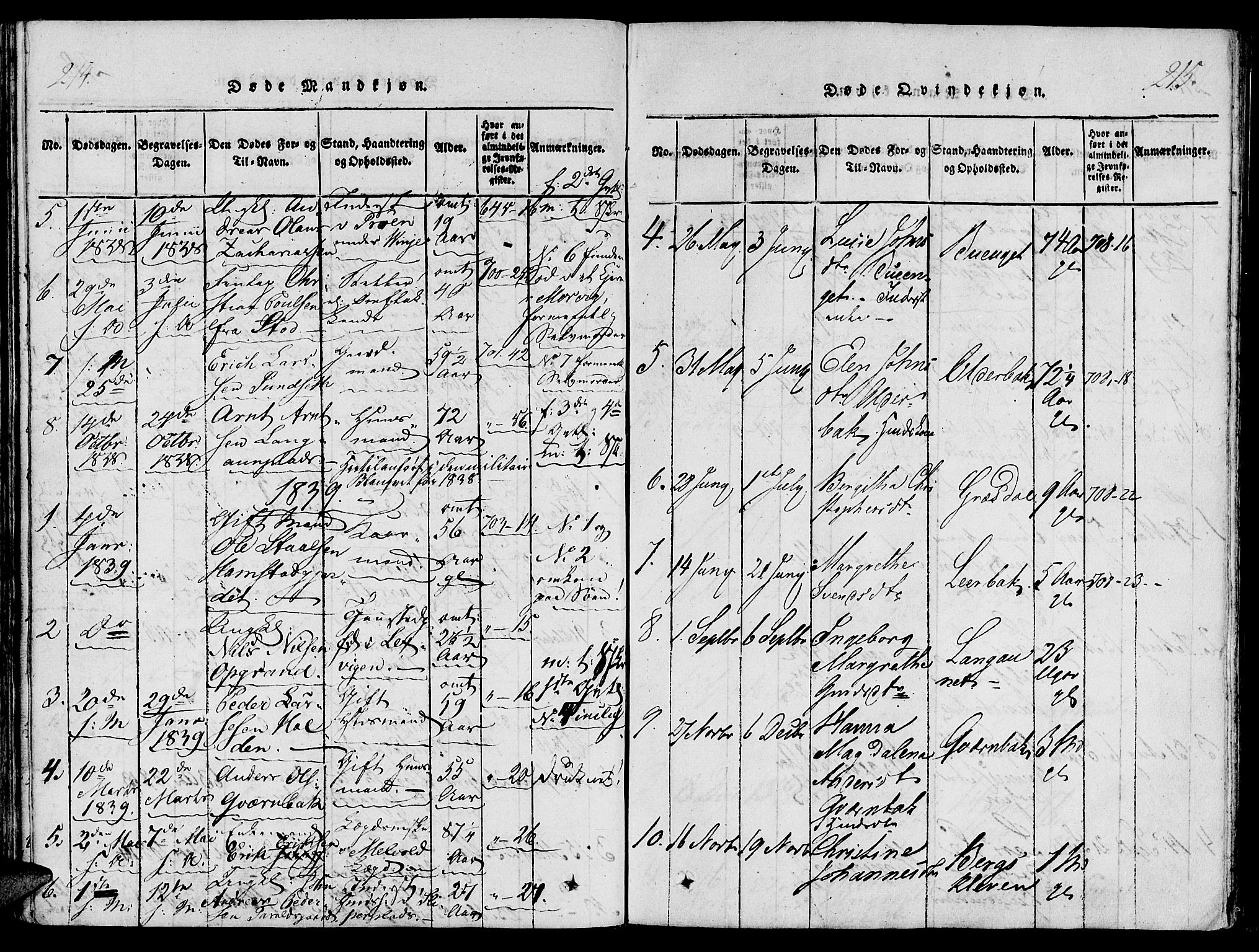 Ministerialprotokoller, klokkerbøker og fødselsregistre - Nord-Trøndelag, SAT/A-1458/733/L0322: Parish register (official) no. 733A01, 1817-1842, p. 214-215