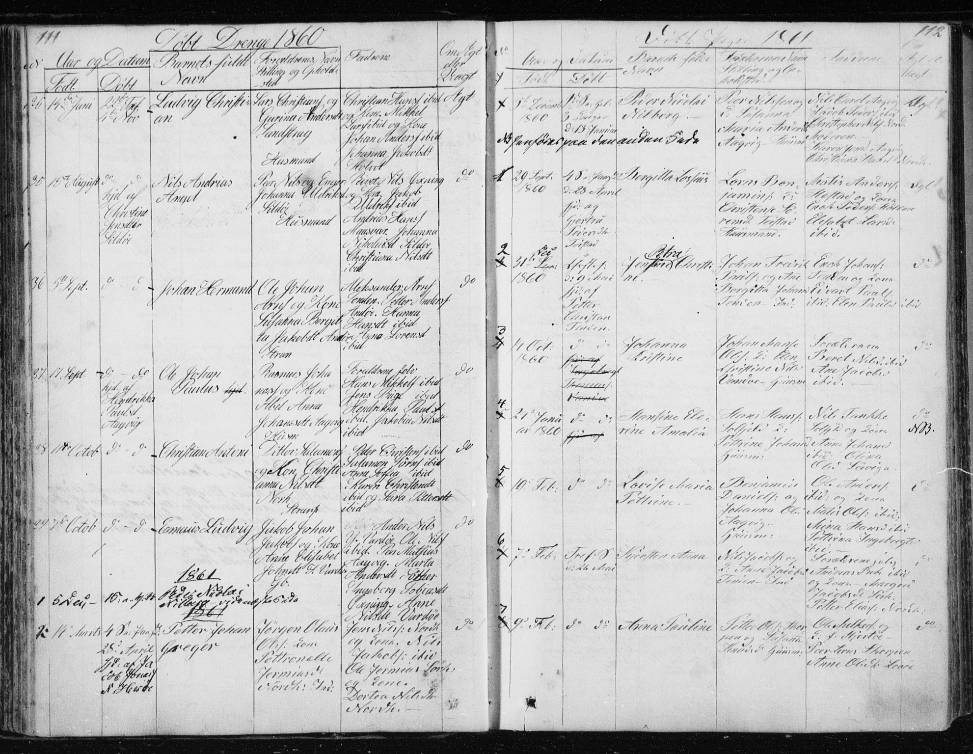 Ministerialprotokoller, klokkerbøker og fødselsregistre - Nordland, SAT/A-1459/834/L0511: Parish register (copy) no. 834C02, 1848-1862, p. 111-112