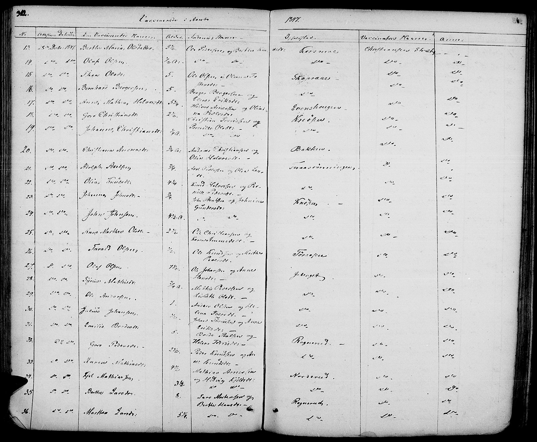 Hof prestekontor, SAH/PREST-038/H/Ha/Haa/L0007: Parish register (official) no. 7, 1841-1848, p. 312