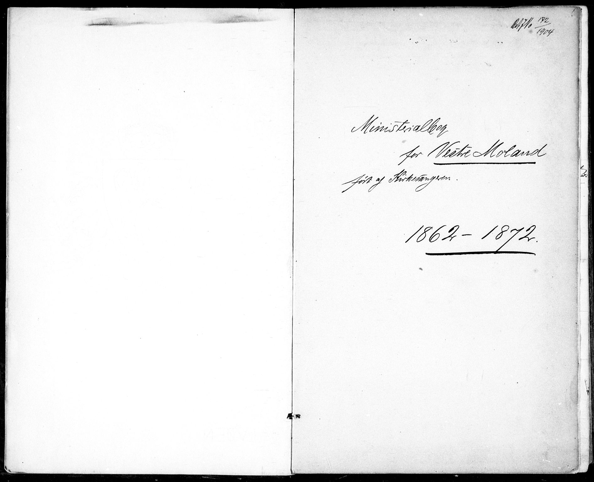 Vestre Moland sokneprestkontor, SAK/1111-0046/F/Fb/Fbb/L0004: Parish register (copy) no. B 4, 1861-1872, p. 1