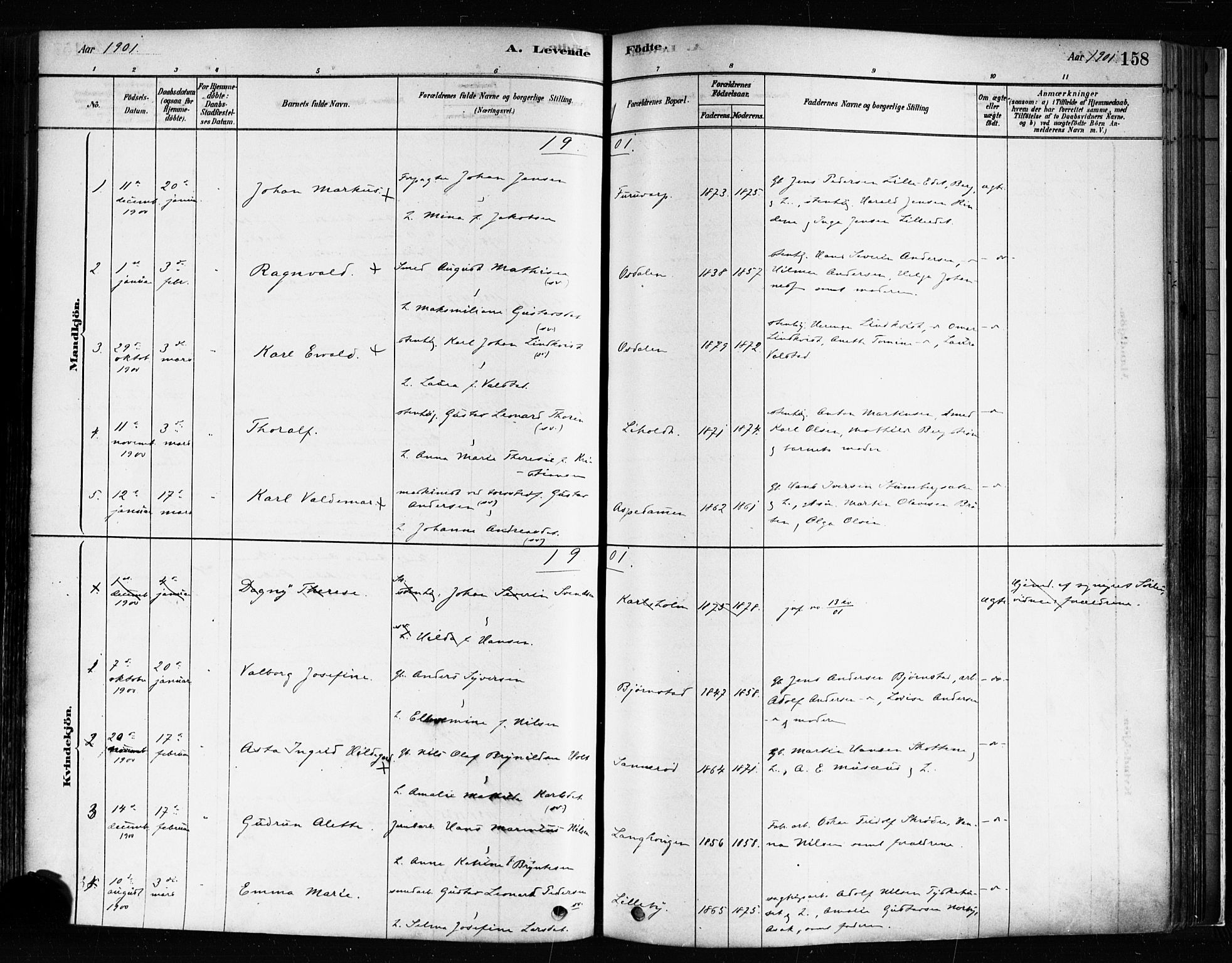 Idd prestekontor Kirkebøker, AV/SAO-A-10911/F/Fc/L0006a: Parish register (official) no. III 6A, 1878-1903, p. 158