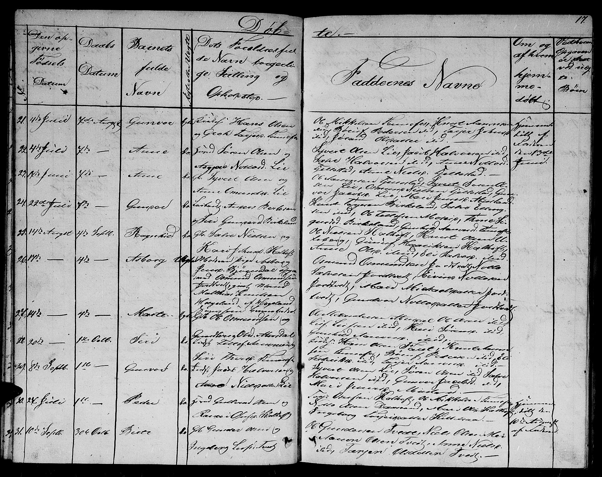 Evje sokneprestkontor, AV/SAK-1111-0008/F/Fb/Fbb/L0001: Parish register (copy) no. B 1, 1849-1878, p. 17