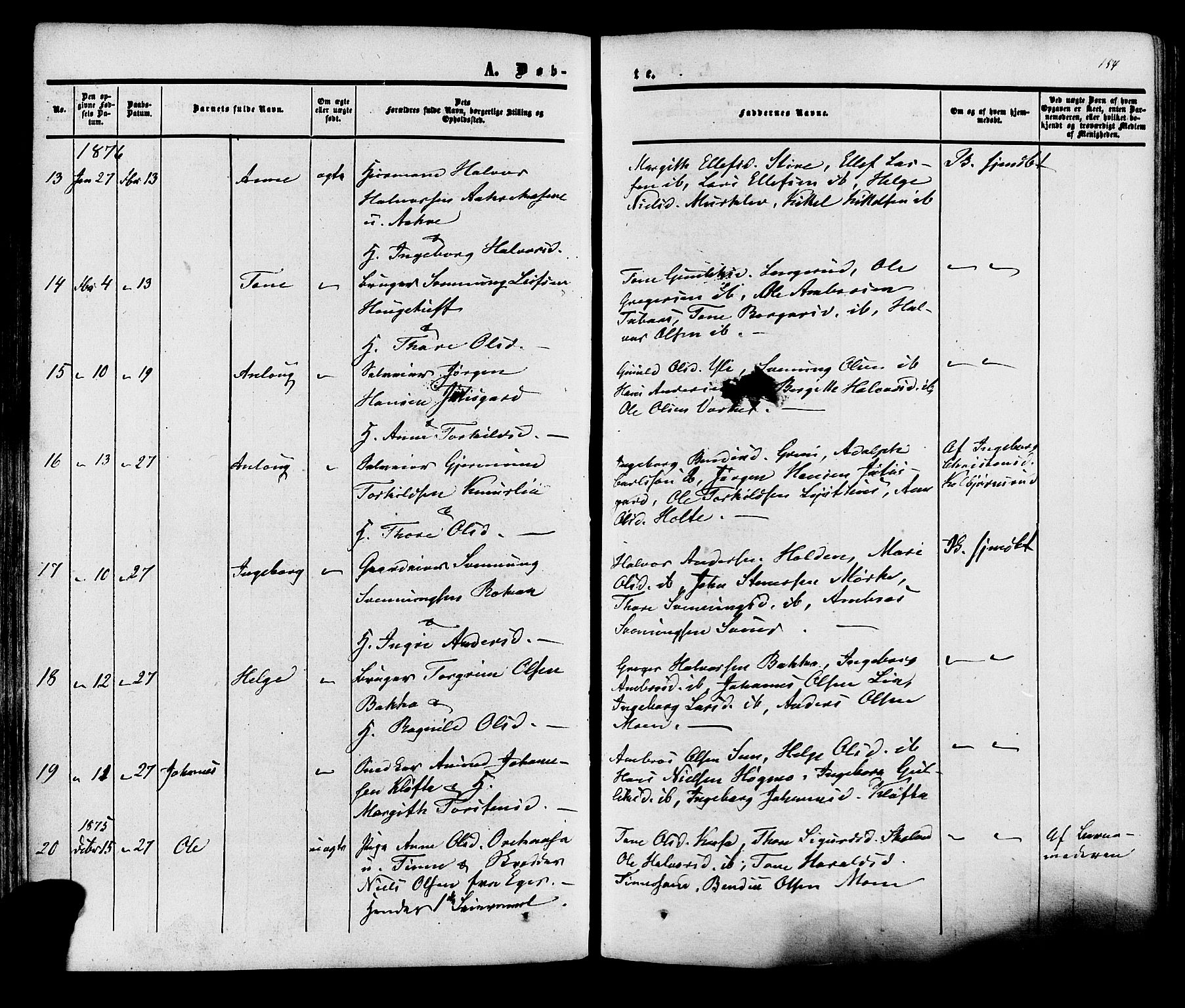 Heddal kirkebøker, AV/SAKO-A-268/F/Fa/L0007: Parish register (official) no. I 7, 1855-1877, p. 154