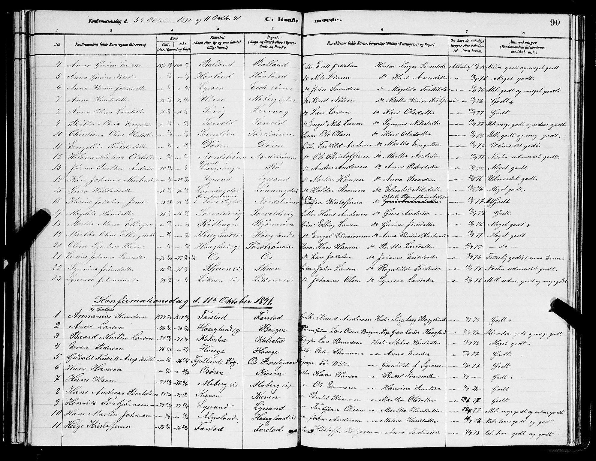 Os sokneprestembete, AV/SAB-A-99929: Parish register (copy) no. A 2, 1880-1896, p. 90