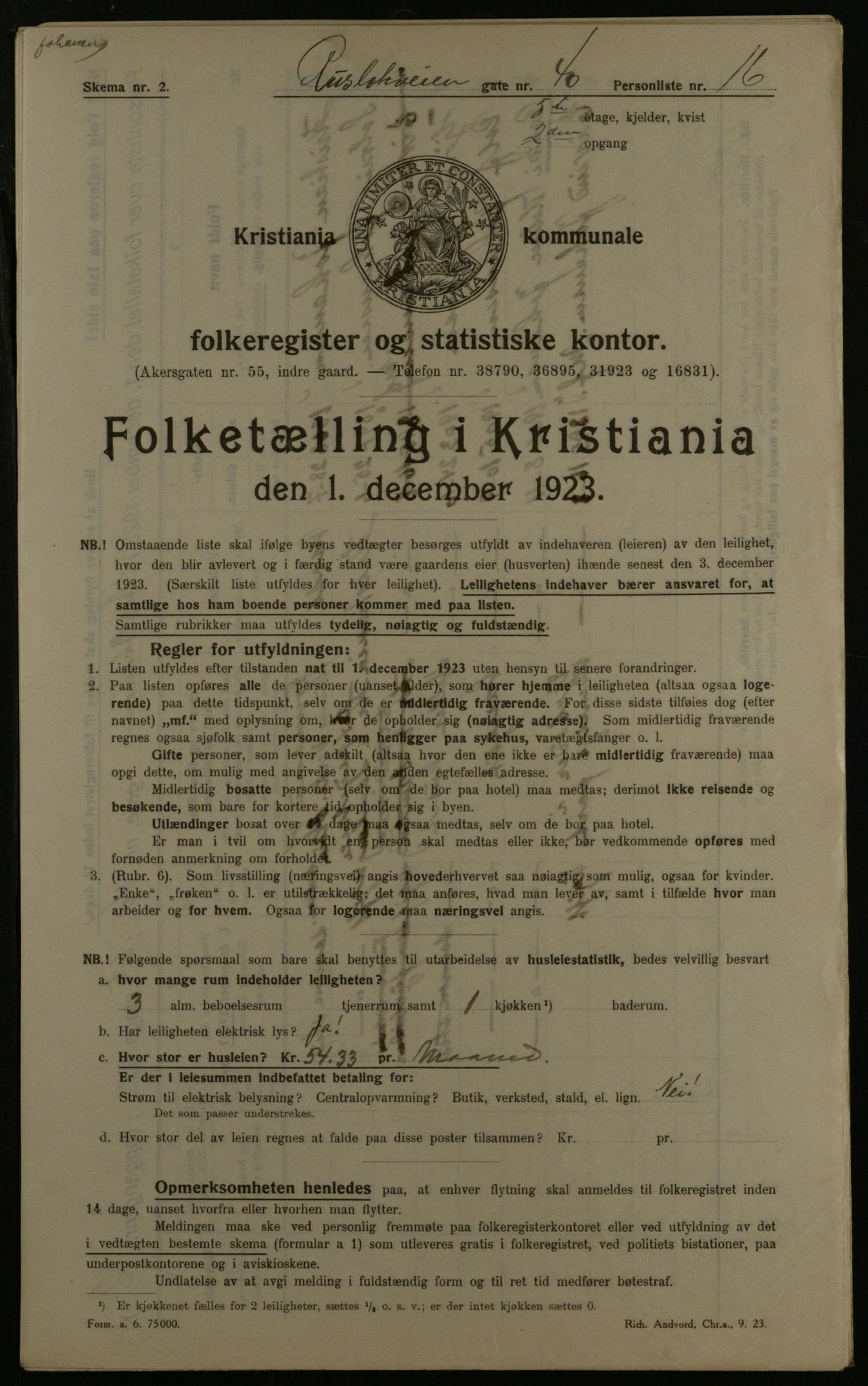 OBA, Municipal Census 1923 for Kristiania, 1923, p. 93886