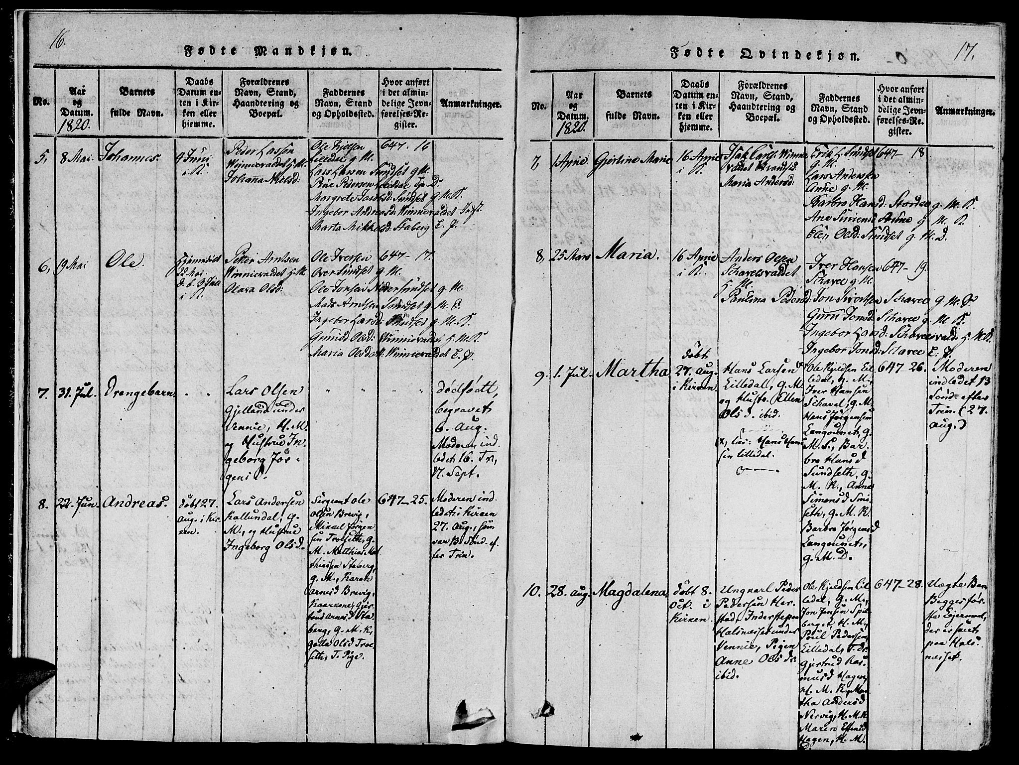 Ministerialprotokoller, klokkerbøker og fødselsregistre - Nord-Trøndelag, SAT/A-1458/733/L0322: Parish register (official) no. 733A01, 1817-1842, p. 16-17