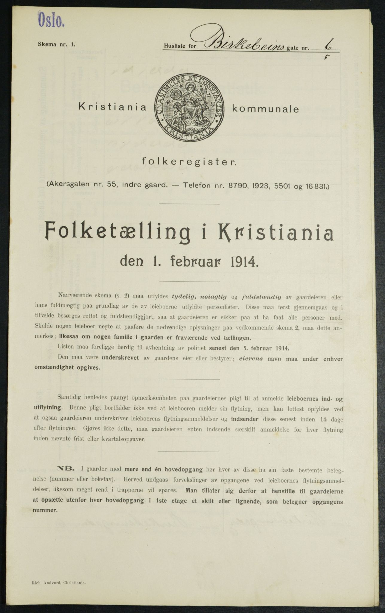 OBA, Municipal Census 1914 for Kristiania, 1914, p. 4940