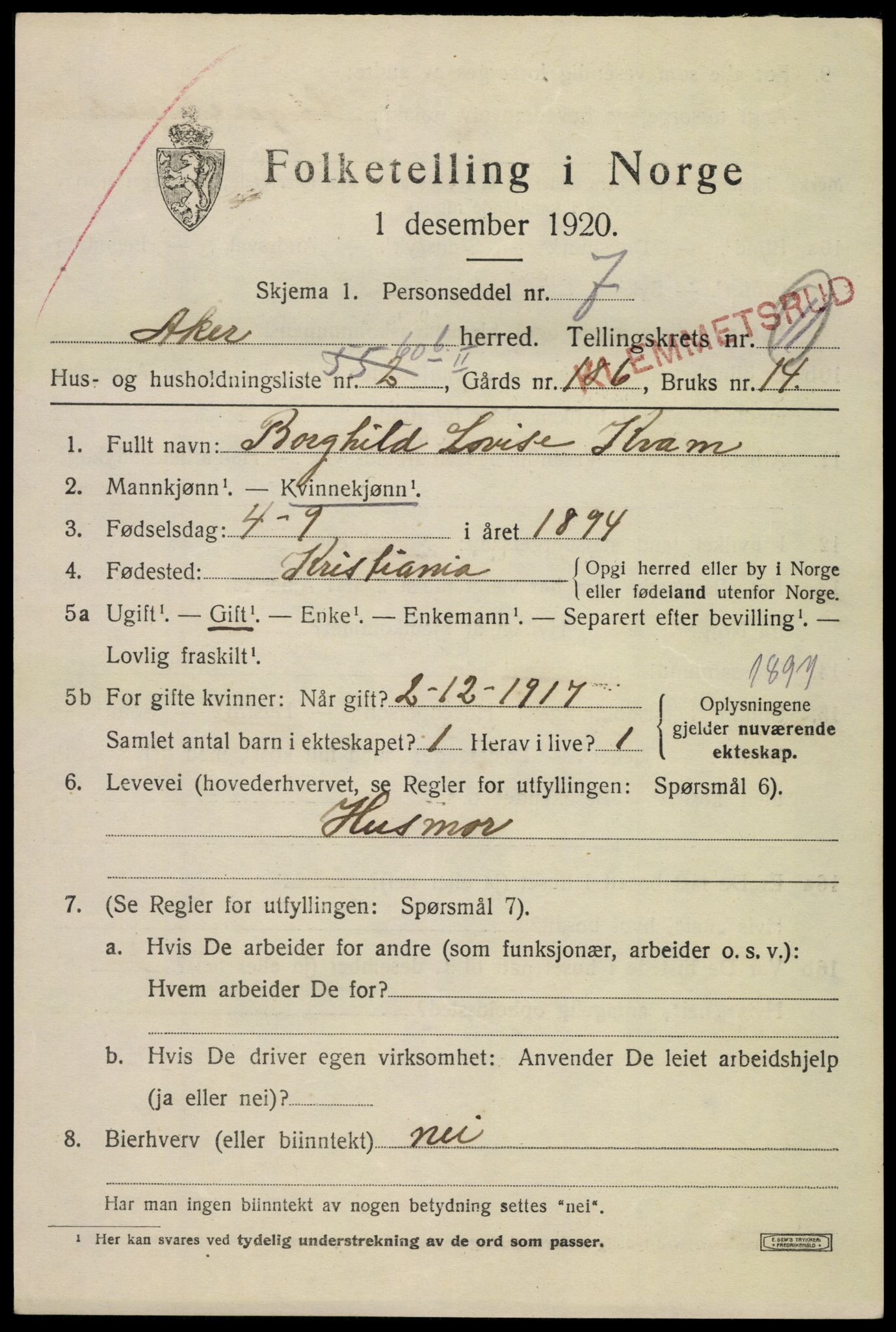 SAO, 1920 census for Aker, 1920, p. 73144