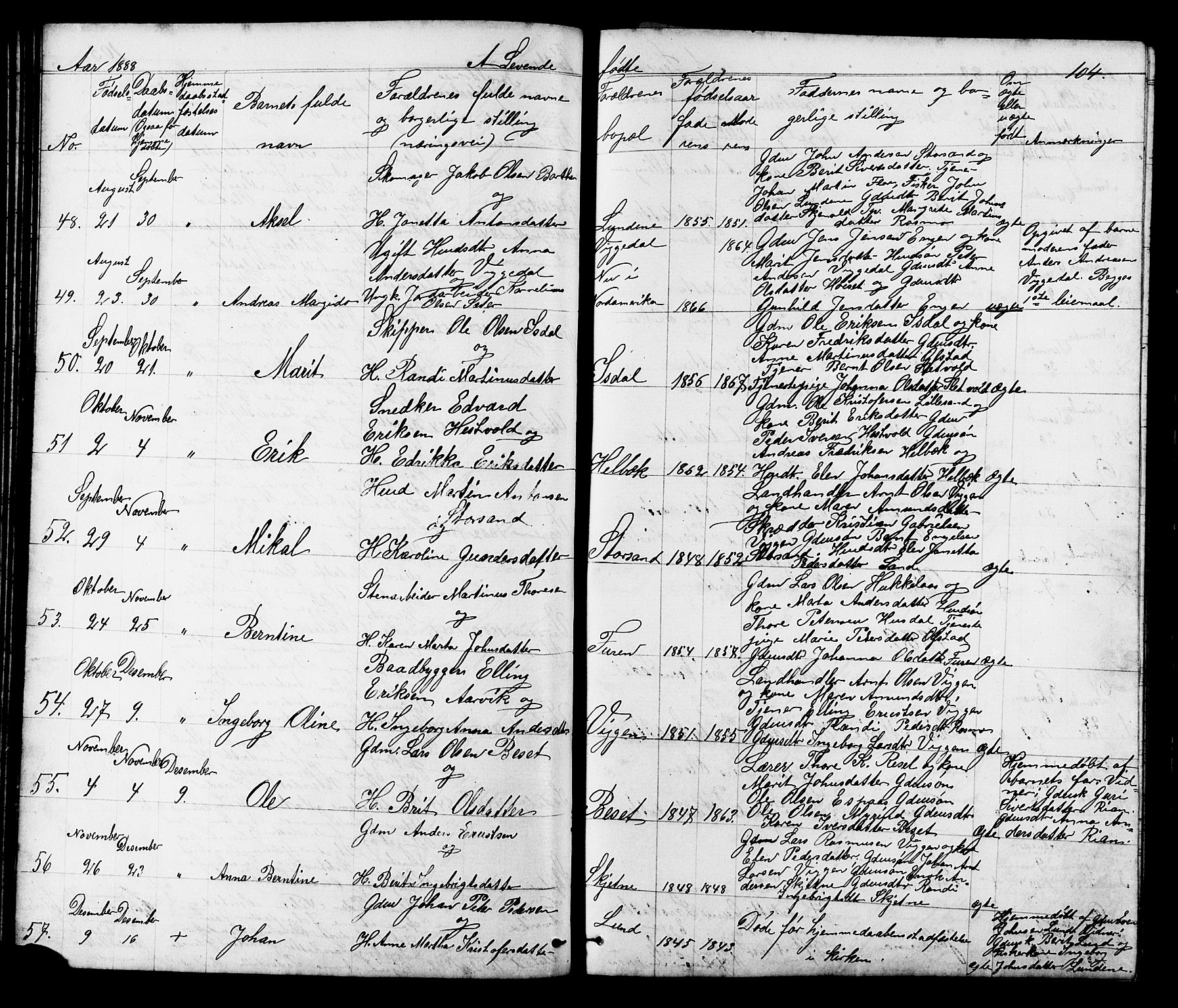 Ministerialprotokoller, klokkerbøker og fødselsregistre - Sør-Trøndelag, SAT/A-1456/665/L0777: Parish register (copy) no. 665C02, 1867-1915, p. 104