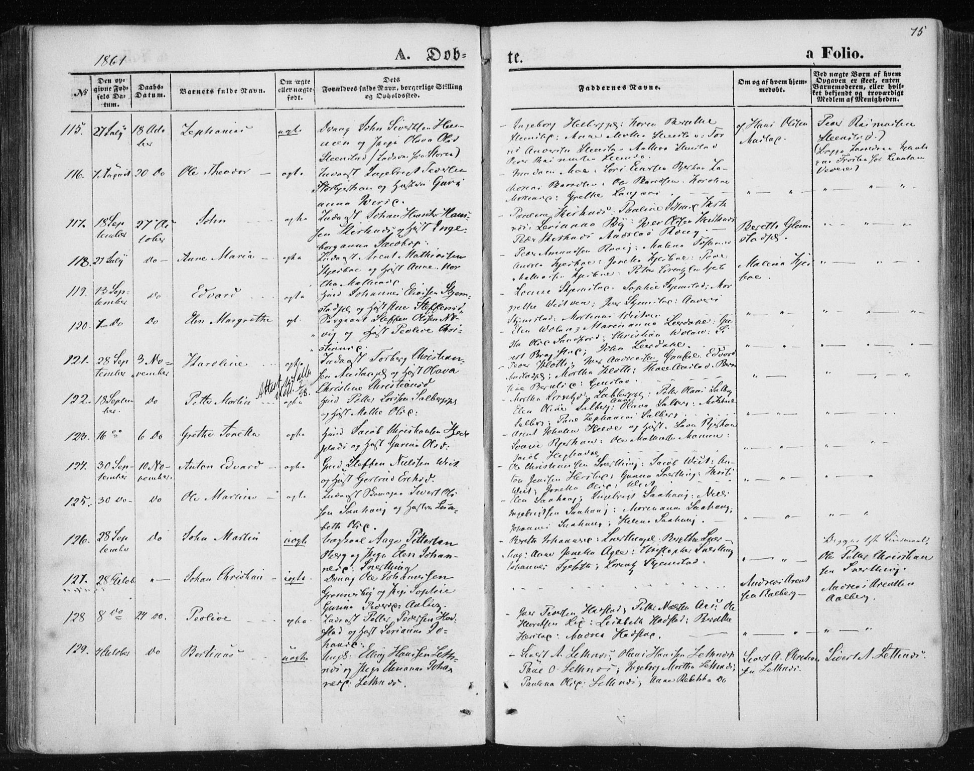 Ministerialprotokoller, klokkerbøker og fødselsregistre - Nord-Trøndelag, SAT/A-1458/730/L0283: Parish register (official) no. 730A08, 1855-1865, p. 75