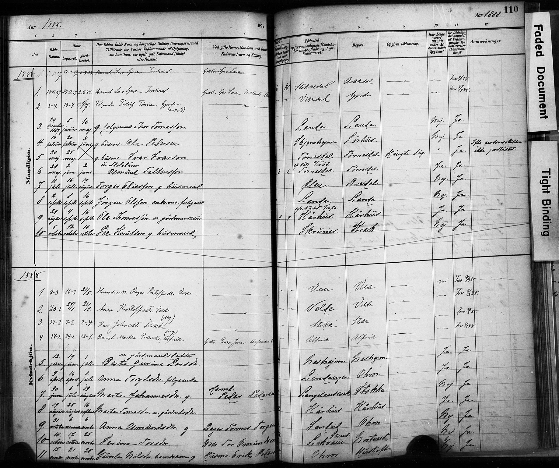 Skjold sokneprestkontor, AV/SAST-A-101847/H/Ha/Haa/L0009: Parish register (official) no. A 9, 1882-1898, p. 110