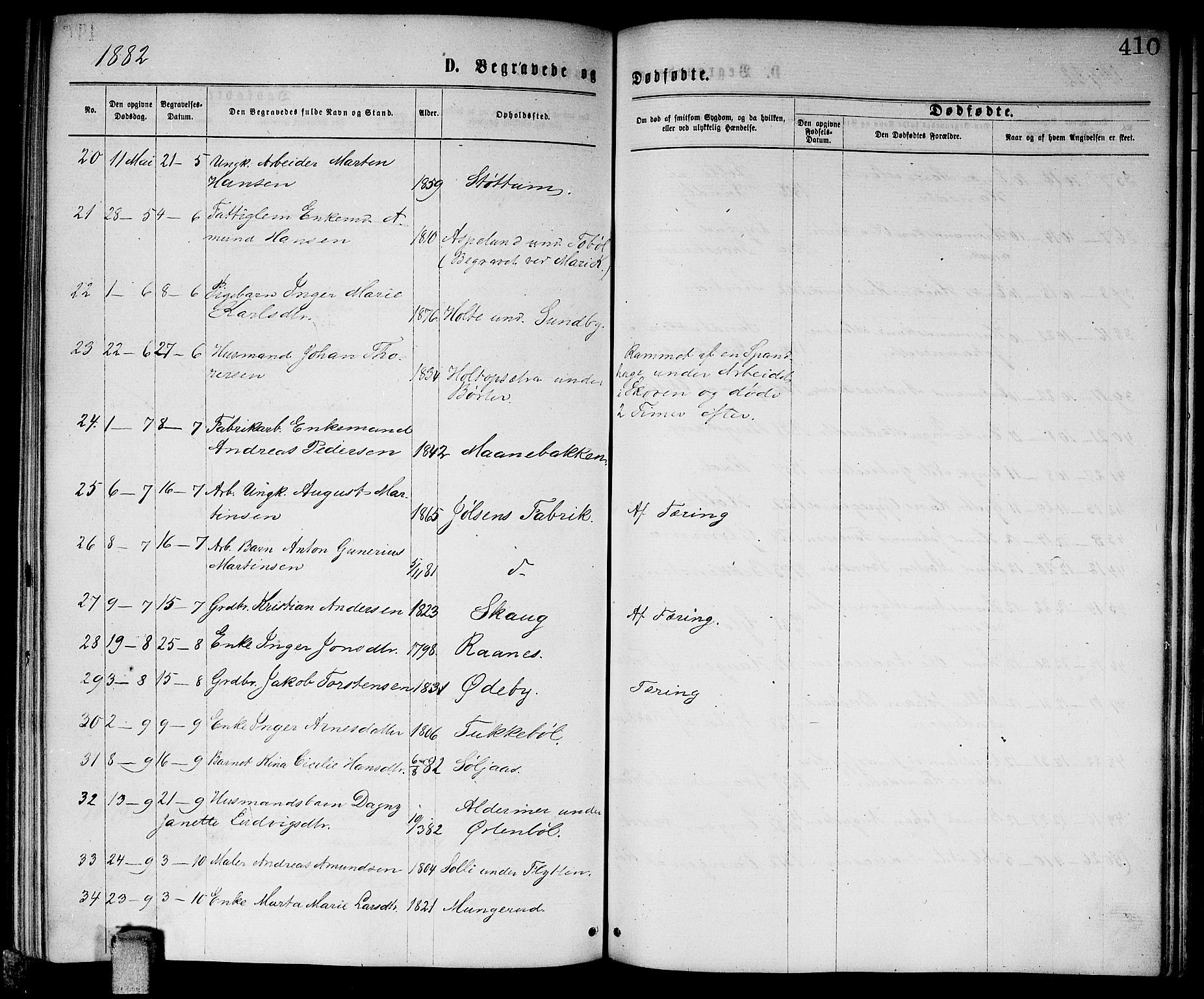 Enebakk prestekontor Kirkebøker, AV/SAO-A-10171c/G/Ga/L0005: Parish register (copy) no. I 5, 1867-1888, p. 410