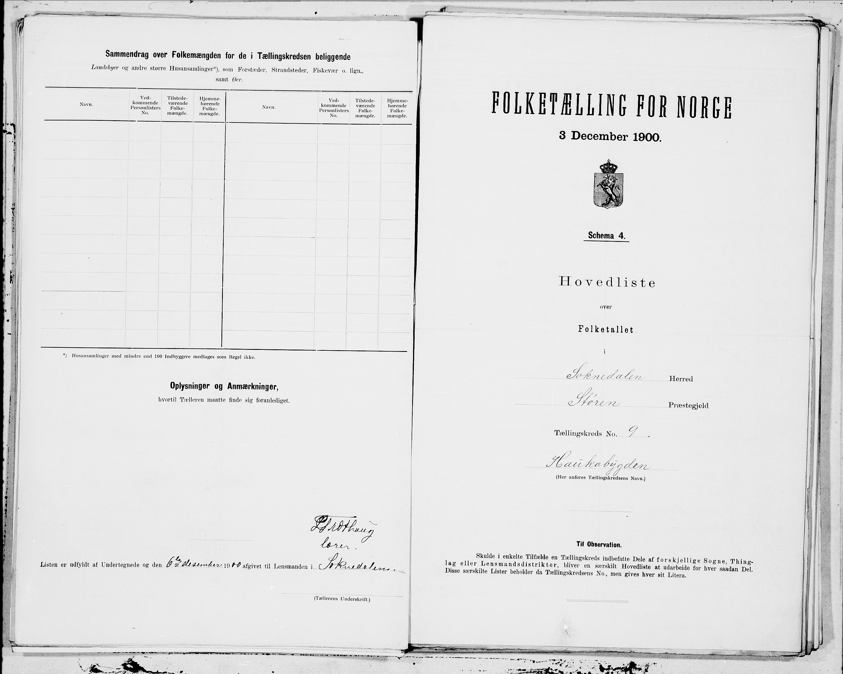 SAT, 1900 census for Soknedal, 1900, p. 19