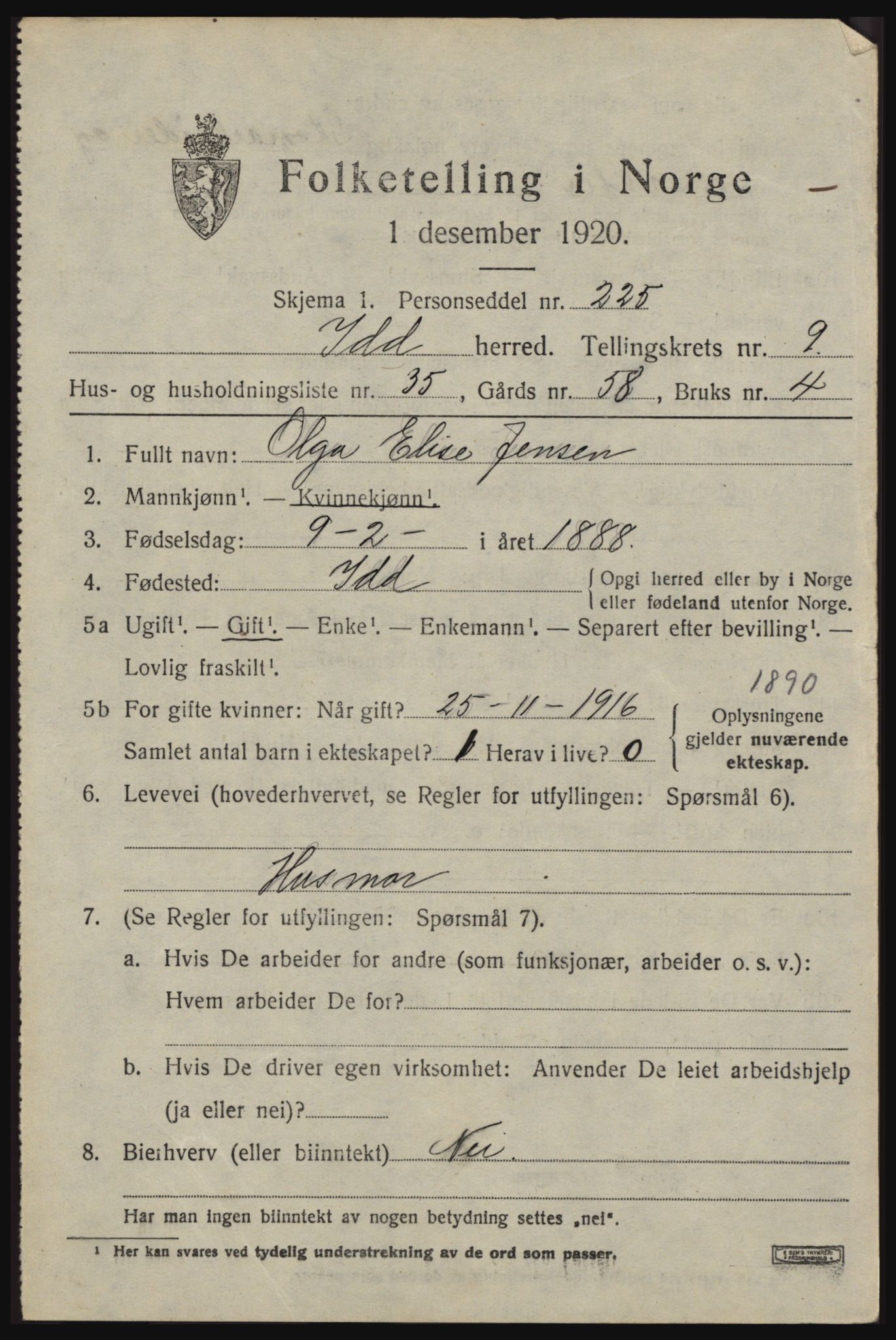 SAO, 1920 census for Idd, 1920, p. 10543