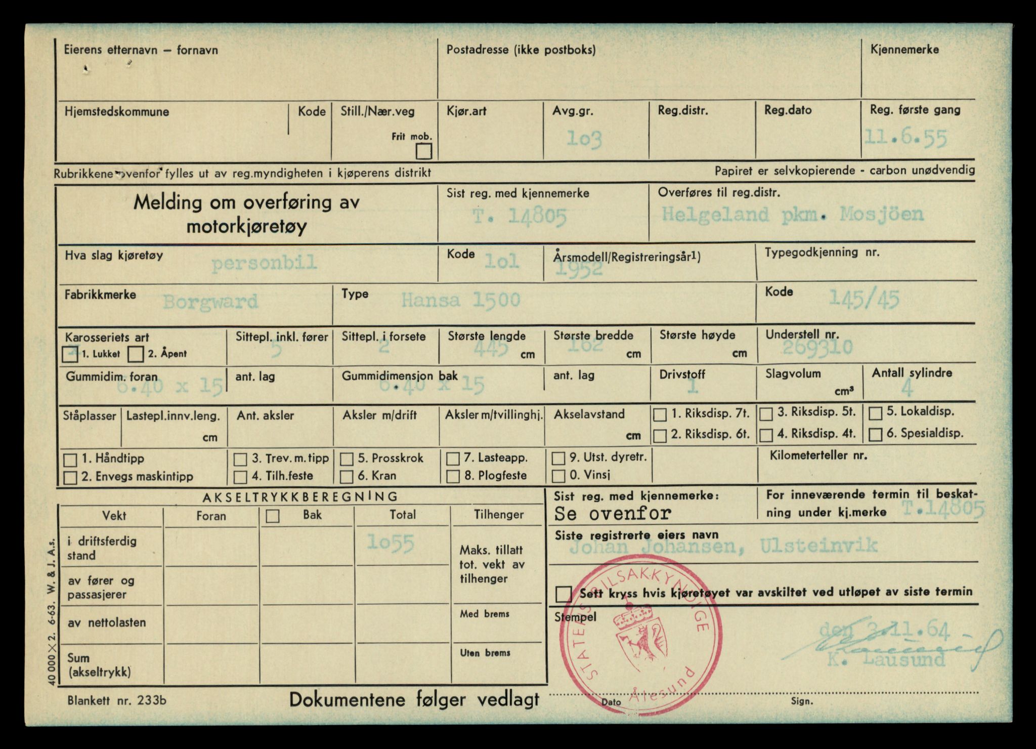 Møre og Romsdal vegkontor - Ålesund trafikkstasjon, AV/SAT-A-4099/F/Fe/L0048: Registreringskort for kjøretøy T 14721 - T 14863, 1927-1998, p. 1811