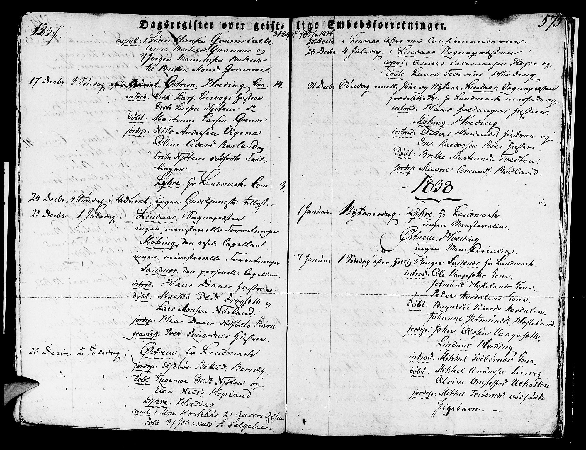Lindås Sokneprestembete, SAB/A-76701/H/Haa: Parish register (official) no. A 8, 1823-1836, p. 575