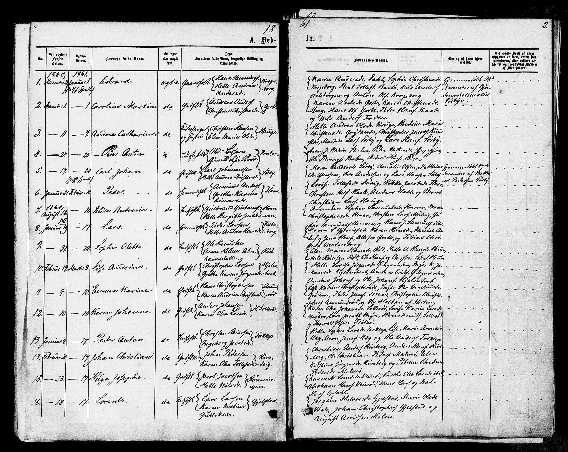 Våle kirkebøker, SAKO/A-334/F/Fa/L0010: Parish register (official) no. I 10, 1861-1877, p. 2