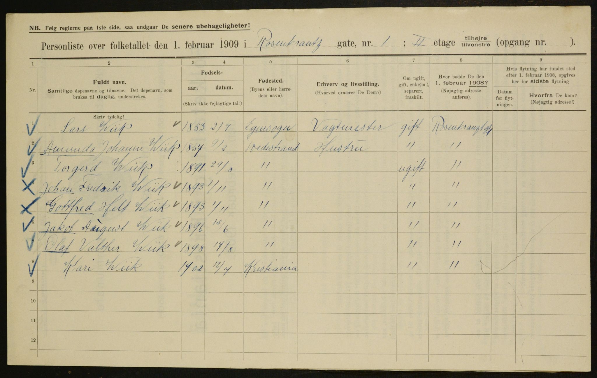 OBA, Municipal Census 1909 for Kristiania, 1909, p. 75955