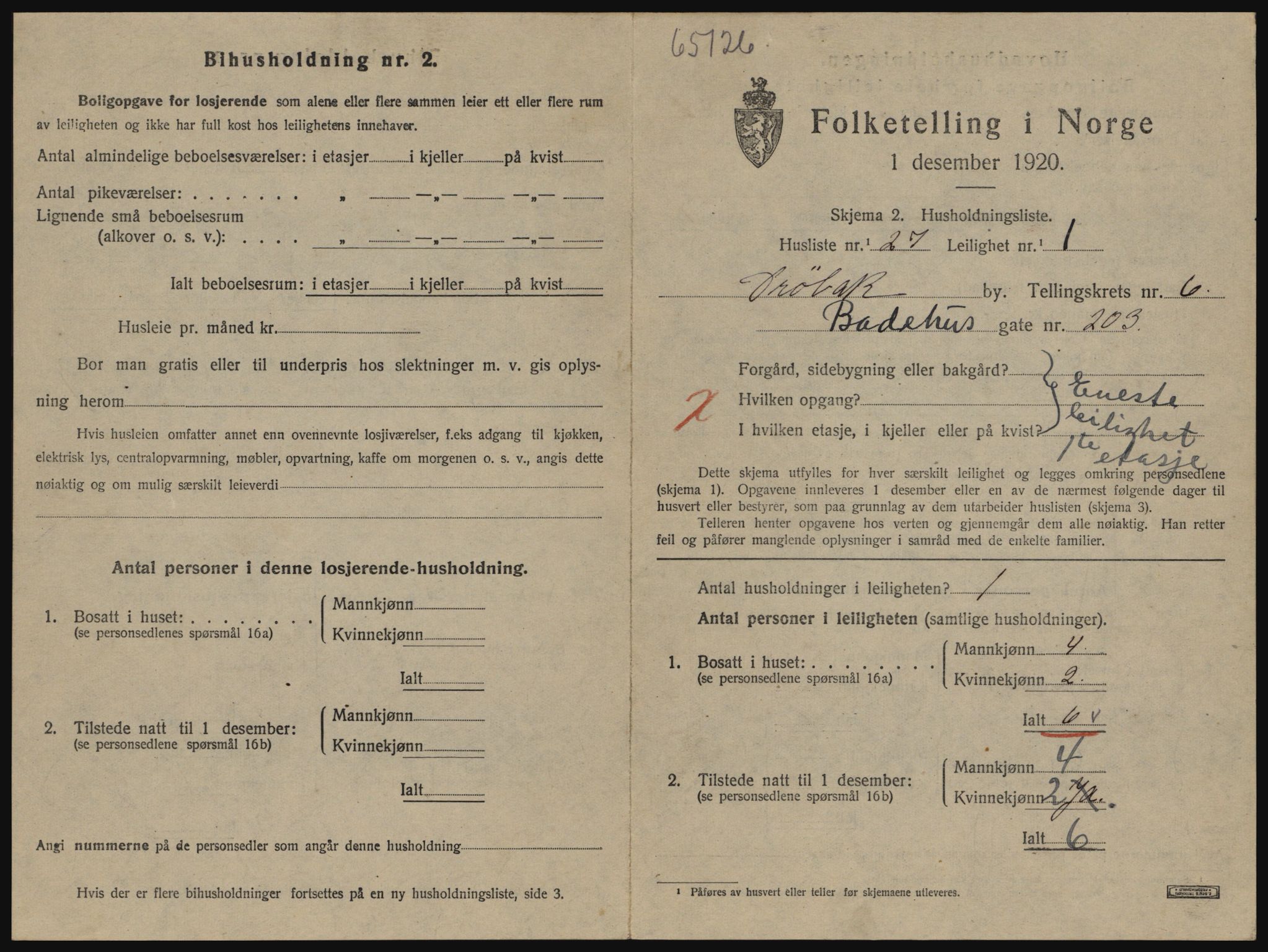 SAO, 1920 census for Drøbak, 1920, p. 1623