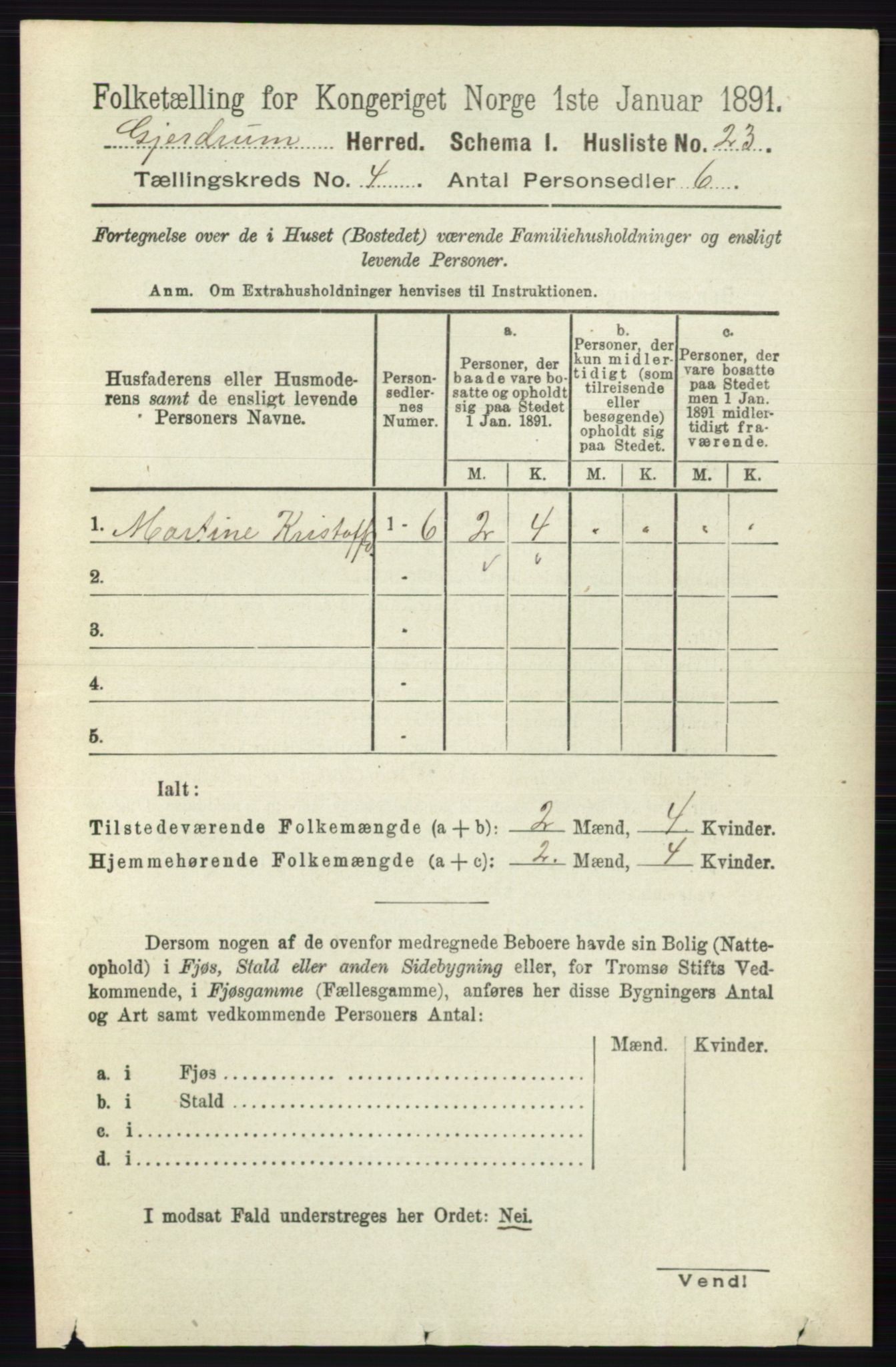 RA, 1891 census for 0234 Gjerdrum, 1891, p. 1772