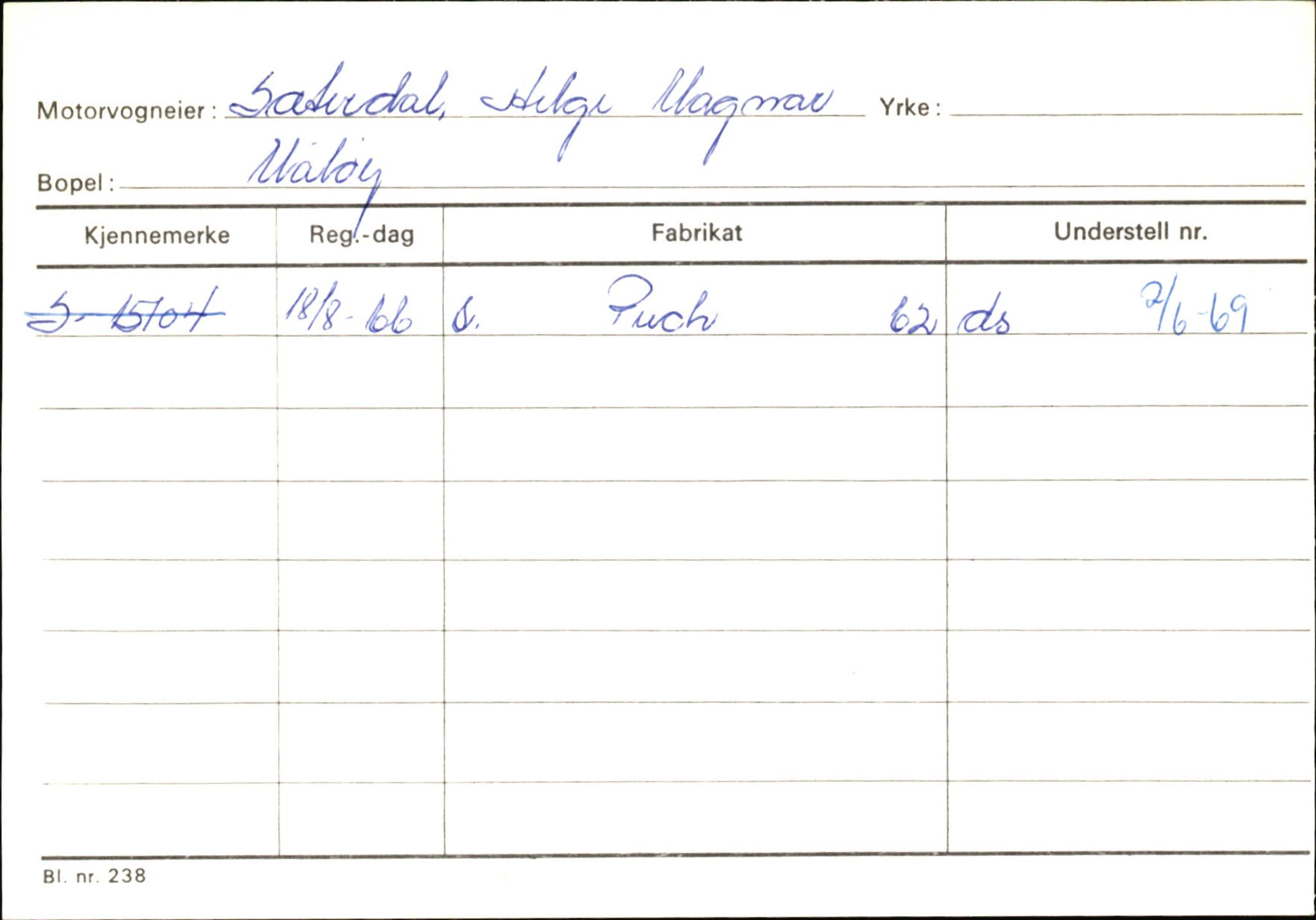 Statens vegvesen, Sogn og Fjordane vegkontor, AV/SAB-A-5301/4/F/L0145: Registerkort Vågsøy S-Å. Årdal I-P, 1945-1975, p. 339