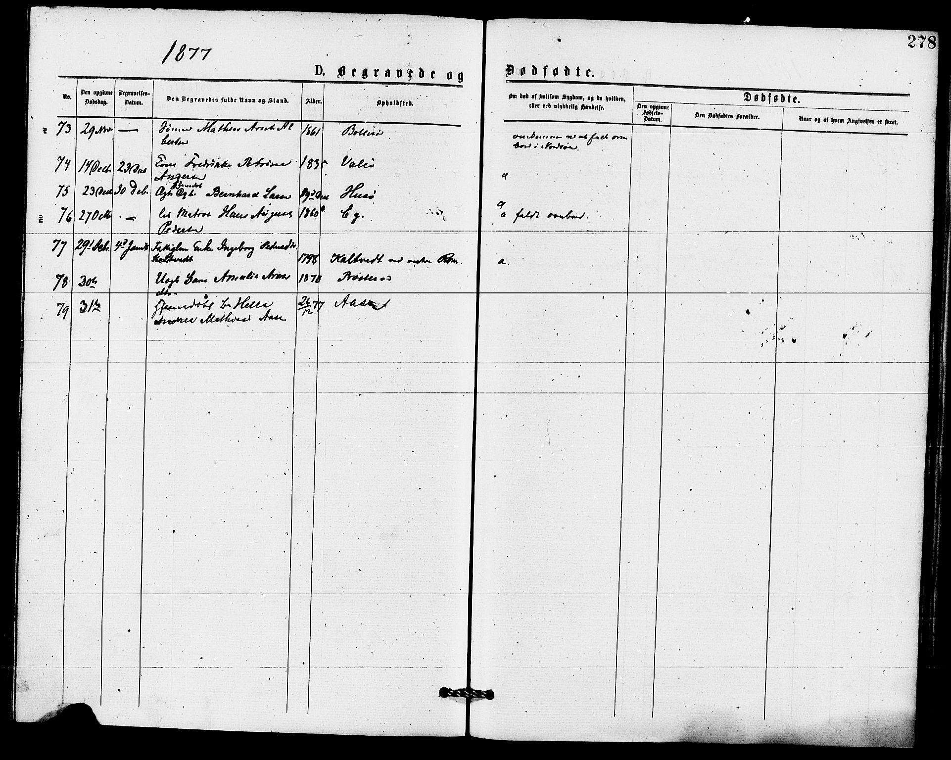 Sem kirkebøker, AV/SAKO-A-5/F/Fa/L0009: Parish register (official) no. I 9, 1874-1877, p. 278