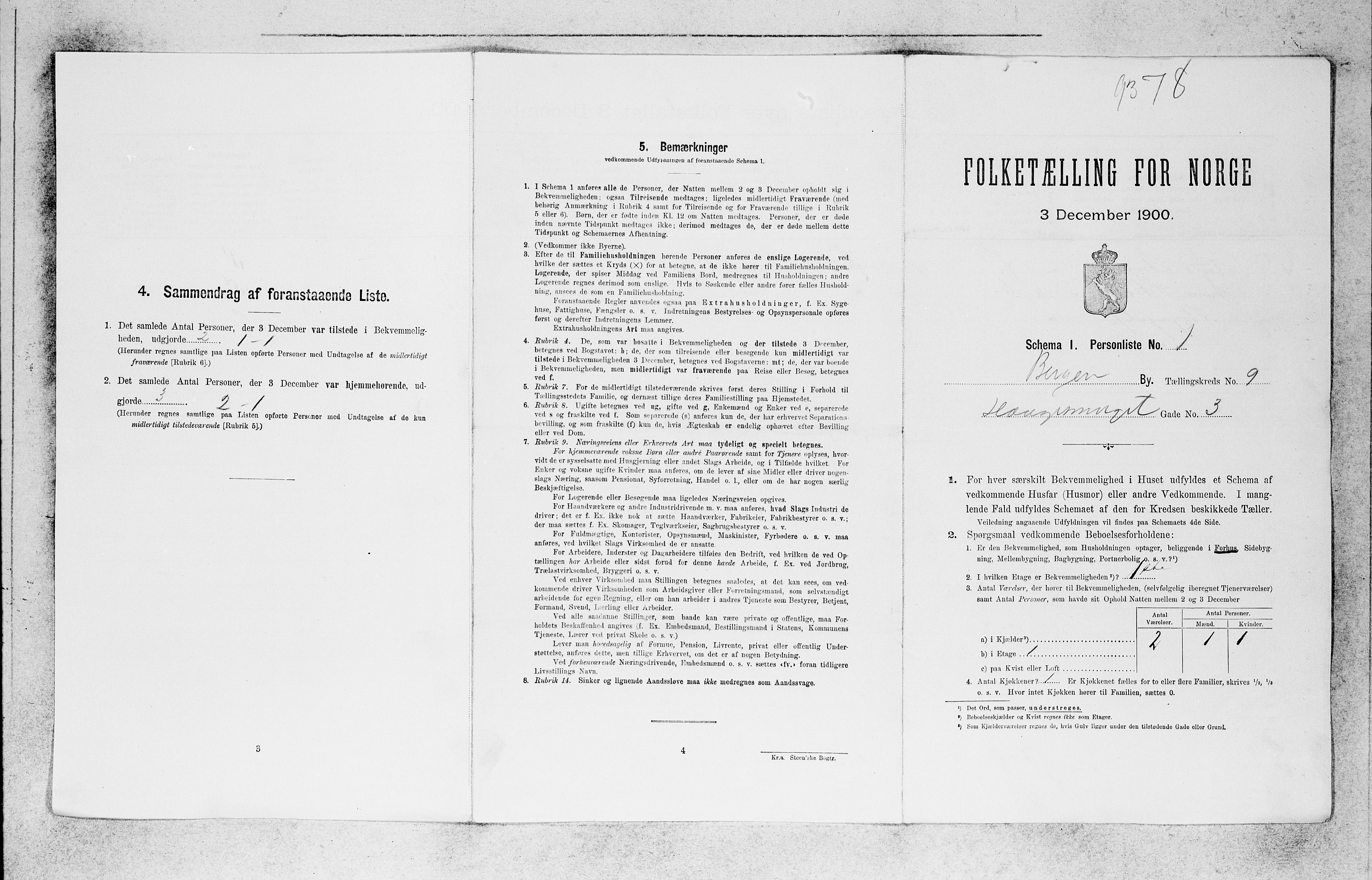 SAB, 1900 census for Bergen, 1900, p. 1499