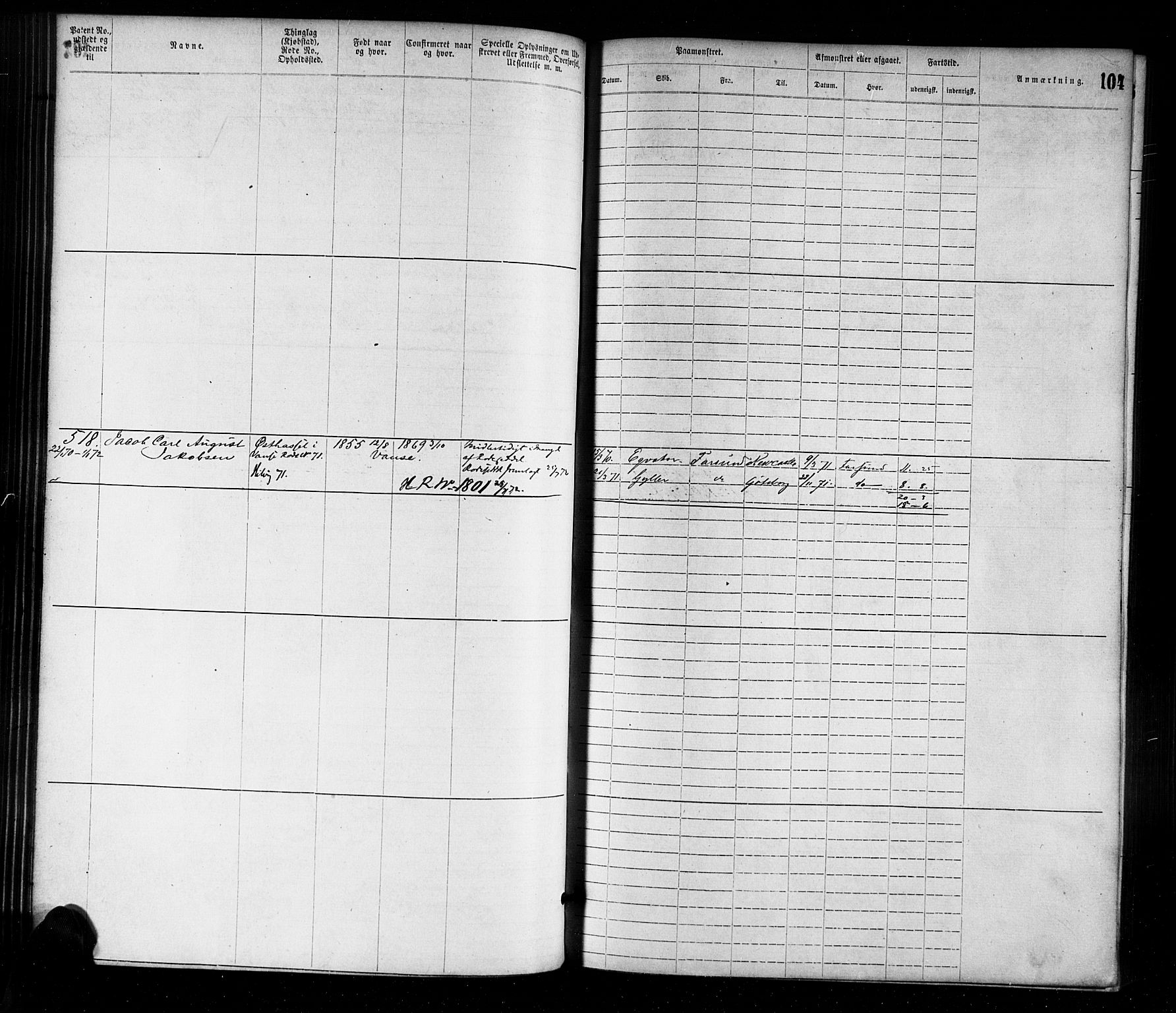 Farsund mønstringskrets, AV/SAK-2031-0017/F/Fa/L0001: Annotasjonsrulle nr 1-1920 med register, M-1, 1869-1877, p. 132