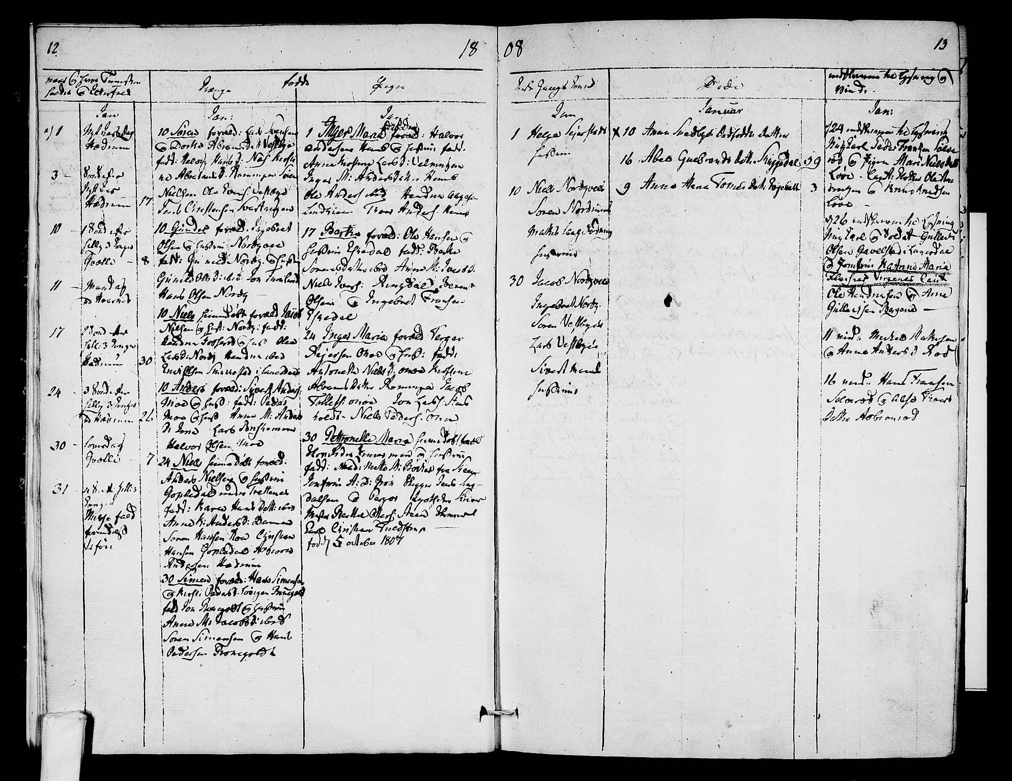 Hedrum kirkebøker, AV/SAKO-A-344/F/Fa/L0003: Parish register (official) no. I 3, 1807-1816, p. 12-13