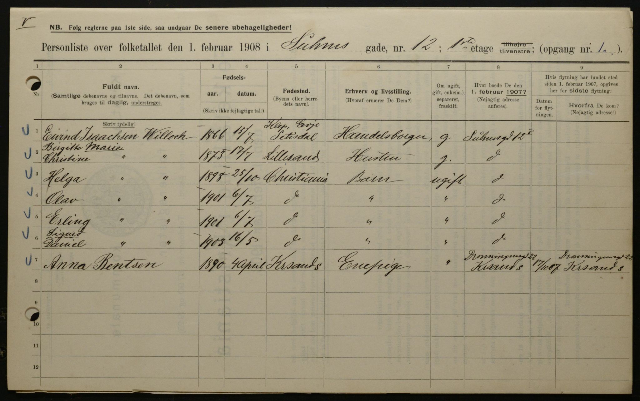 OBA, Municipal Census 1908 for Kristiania, 1908, p. 94114