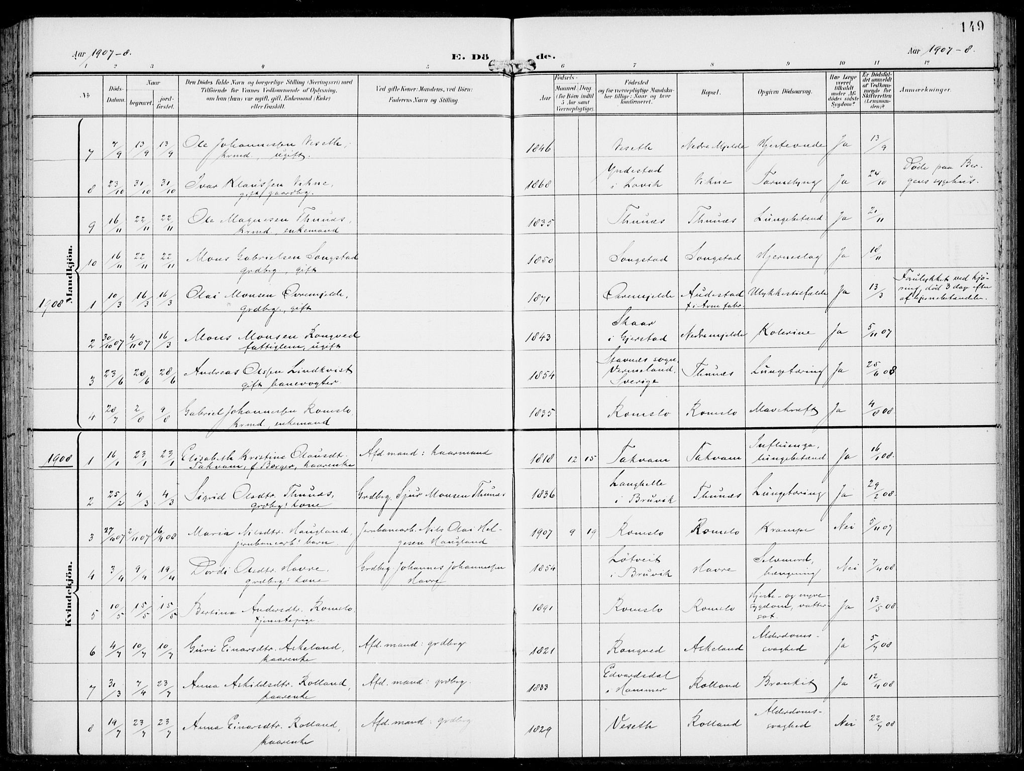 Haus sokneprestembete, AV/SAB-A-75601/H/Haa: Parish register (official) no. B  2, 1899-1912, p. 149