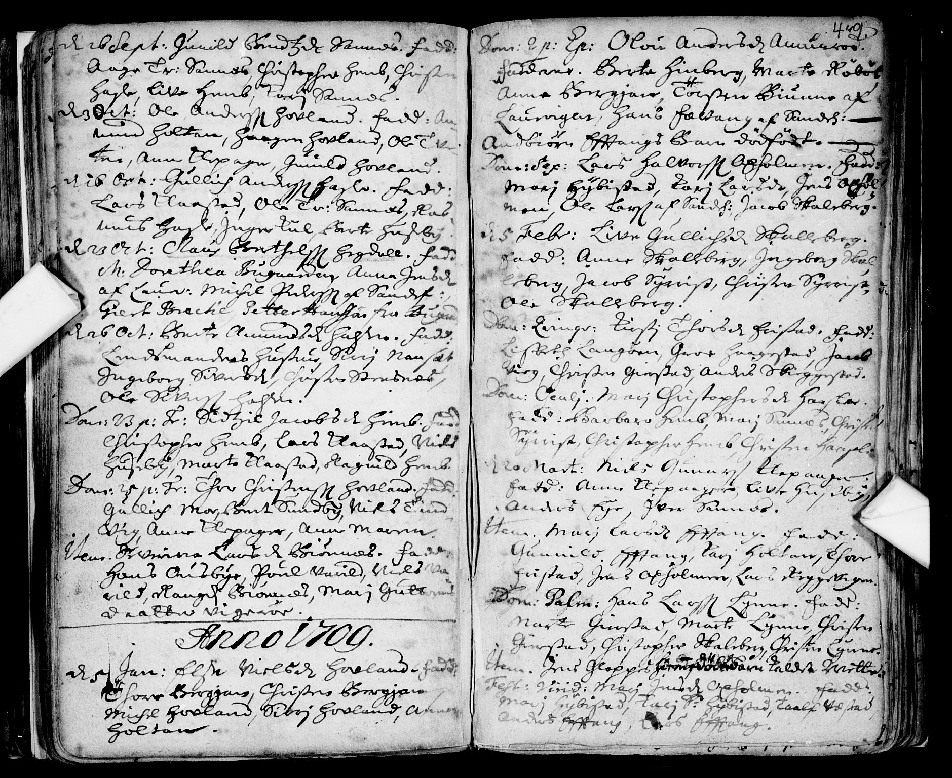 Tjølling kirkebøker, SAKO/A-60/F/Fa/L0001: Parish register (official) no. 1, 1670-1716, p. 49