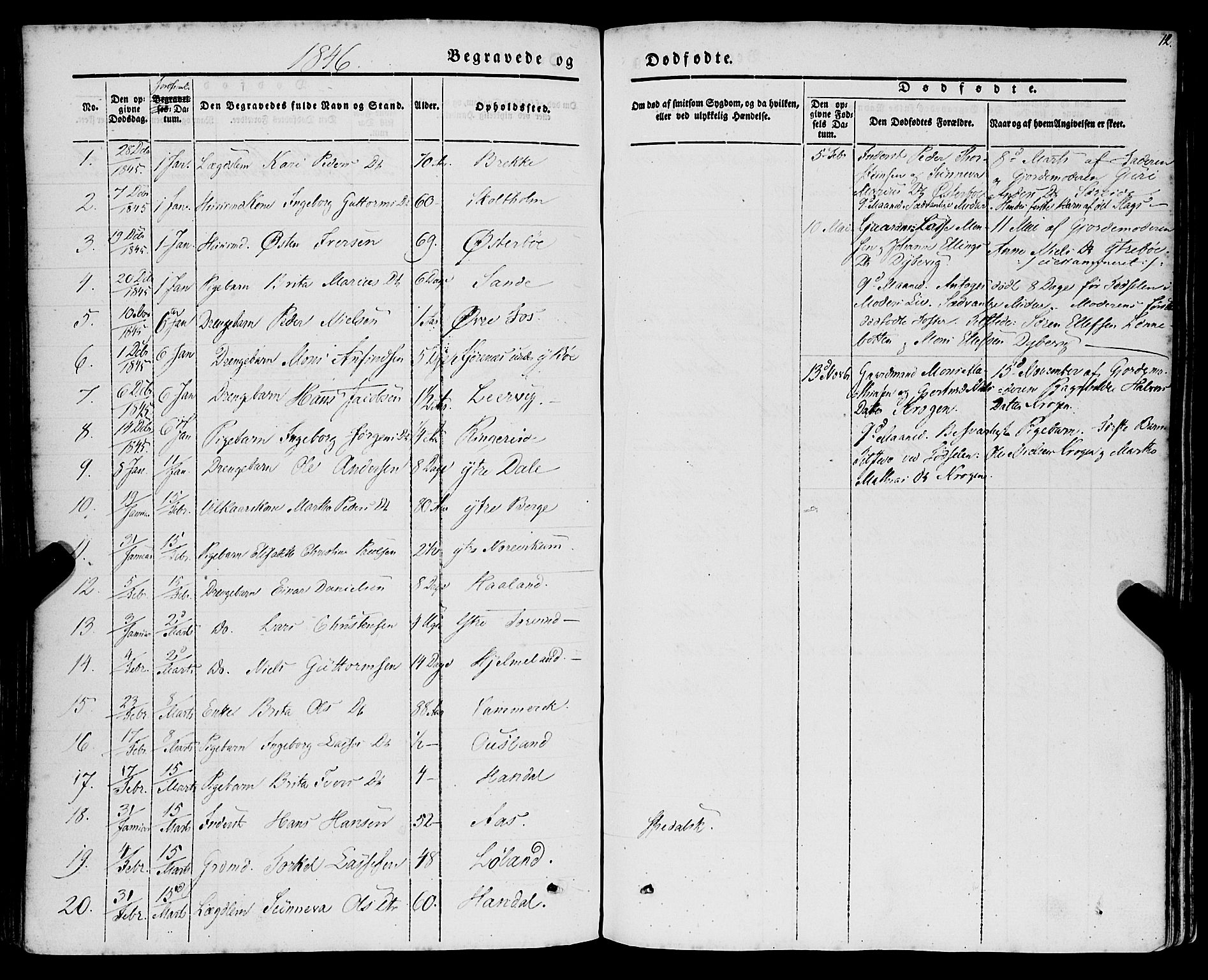 Lavik sokneprestembete, SAB/A-80901: Parish register (official) no. A 3, 1843-1863, p. 12