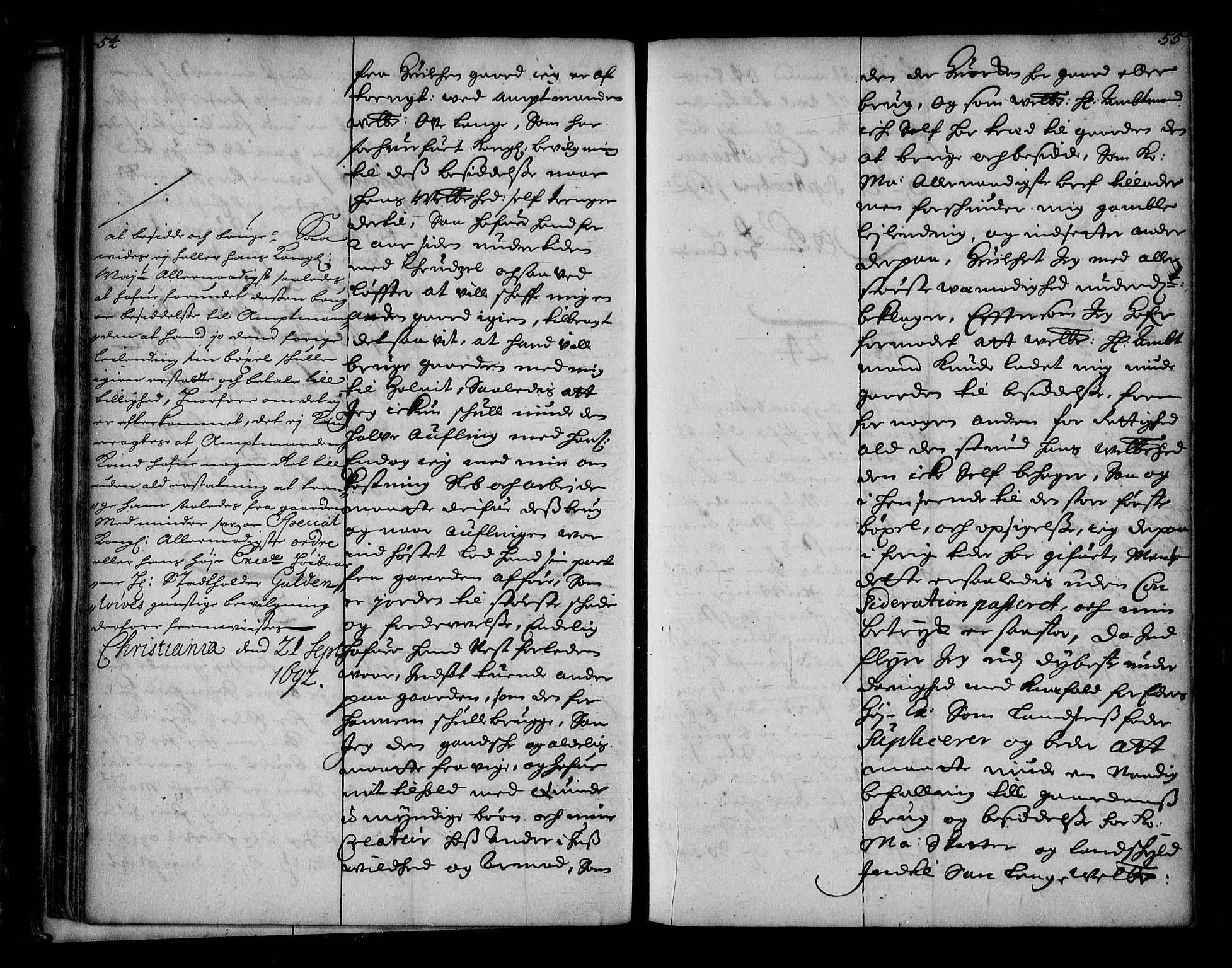 Stattholderembetet 1572-1771, AV/RA-EA-2870/Ae/L0010: Supplikasjons- og resolusjonsprotokoll, 1692-1693, p. 54-55